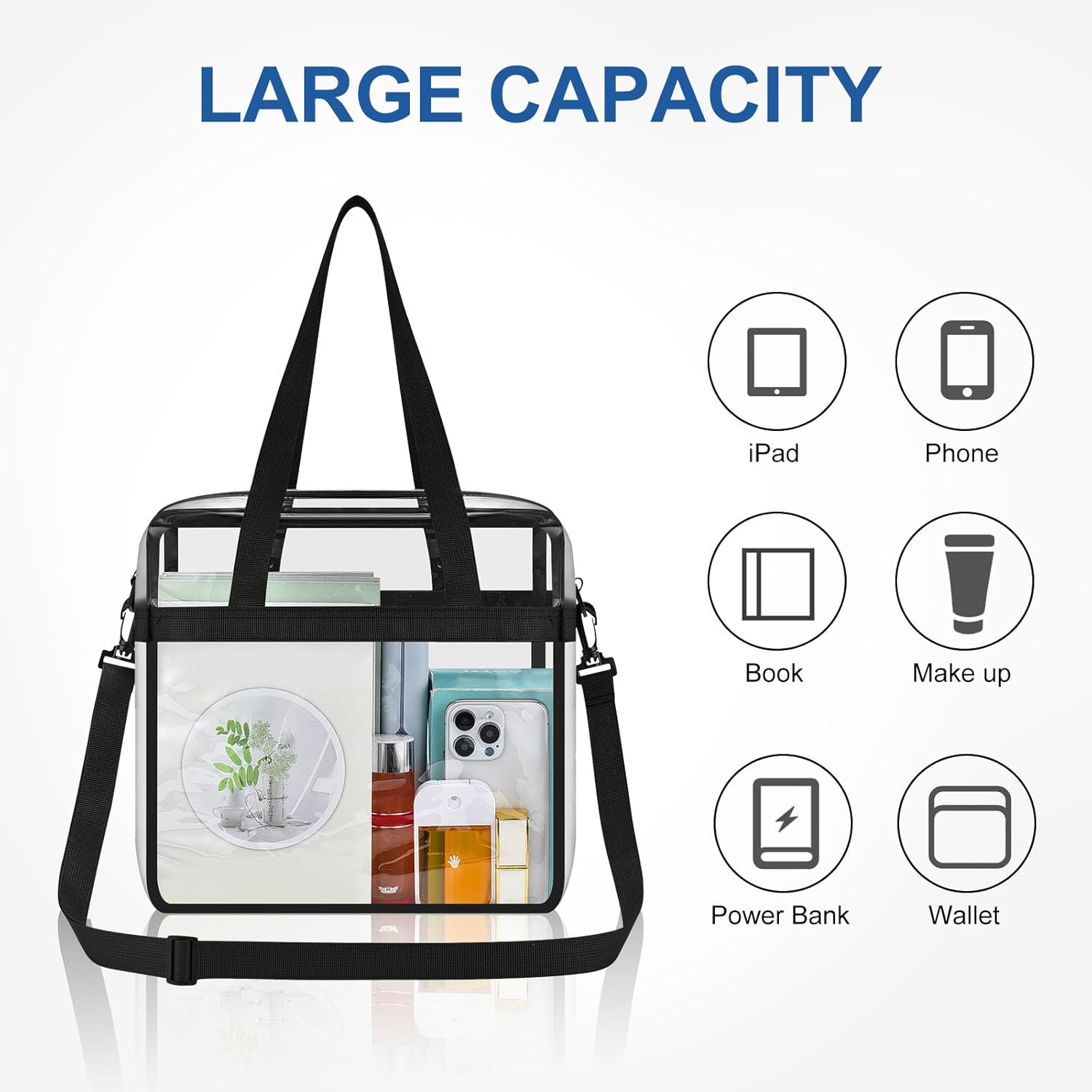 Clear Tote Bag for Stadium Events, 12x6x12 Transparent Stadium Bag for Work, Sports Games,Gym，Concerts - Image 5