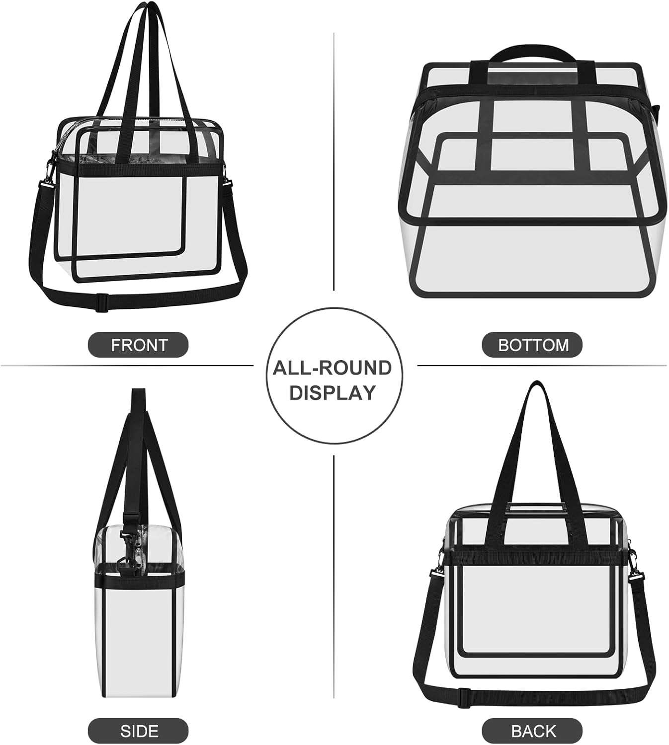 Clear Tote Bag for Stadium Events, 12x6x12 Transparent Stadium Bag for Work, Sports Games,Gym，Concerts - Image 6