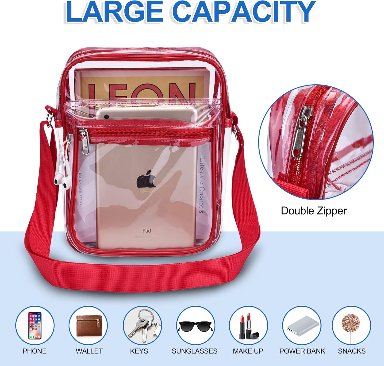 Clear Purse for Stadium Events Clear Messenger Bag for Men and Women - Image 5
