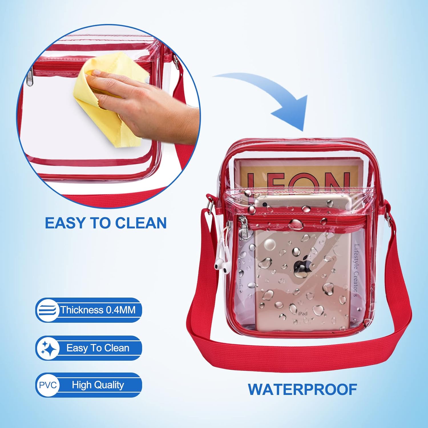 Clear Purse for Stadium Events Clear Messenger Bag for Men and Women - Image 6