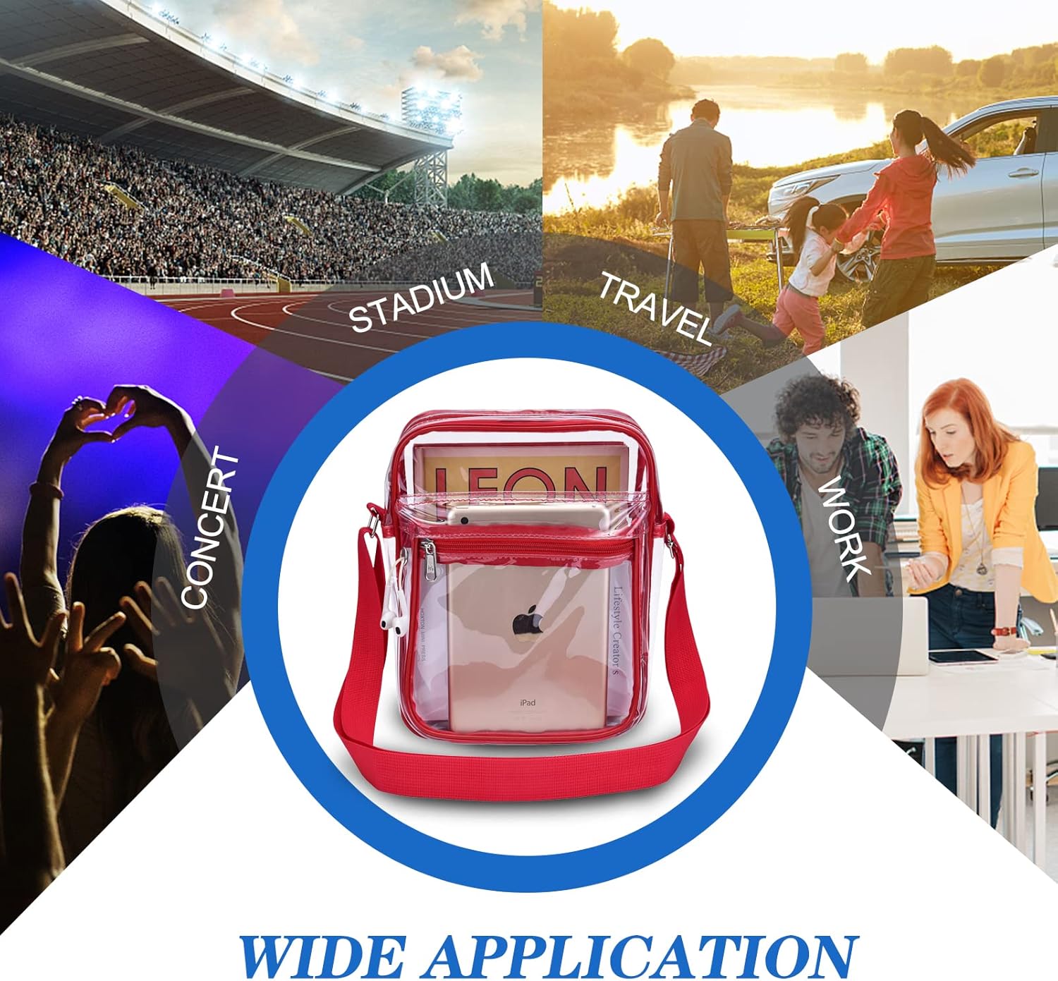 Clear Purse for Stadium Events Clear Messenger Bag for Men and Women - Image 7