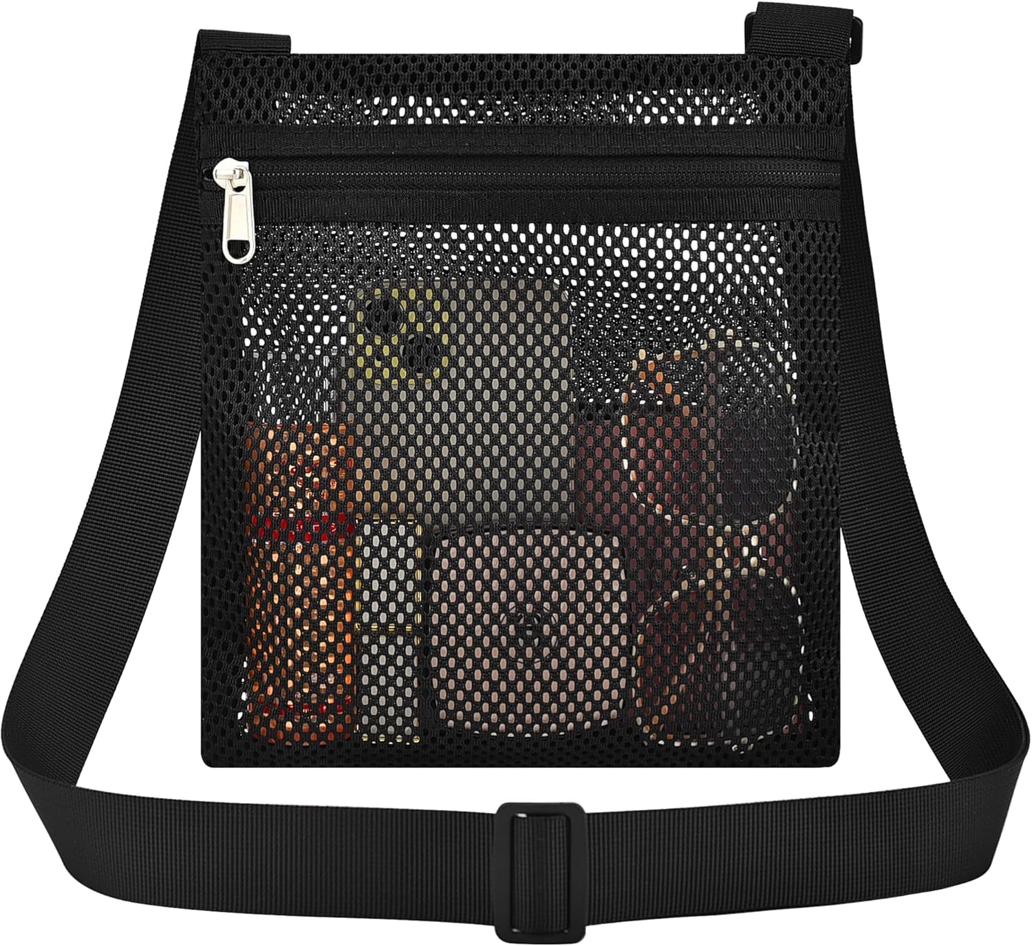 Heavy Duty Semi-Transparent Mesh Purse See Through Mesh Crossbody Bag - Image 1