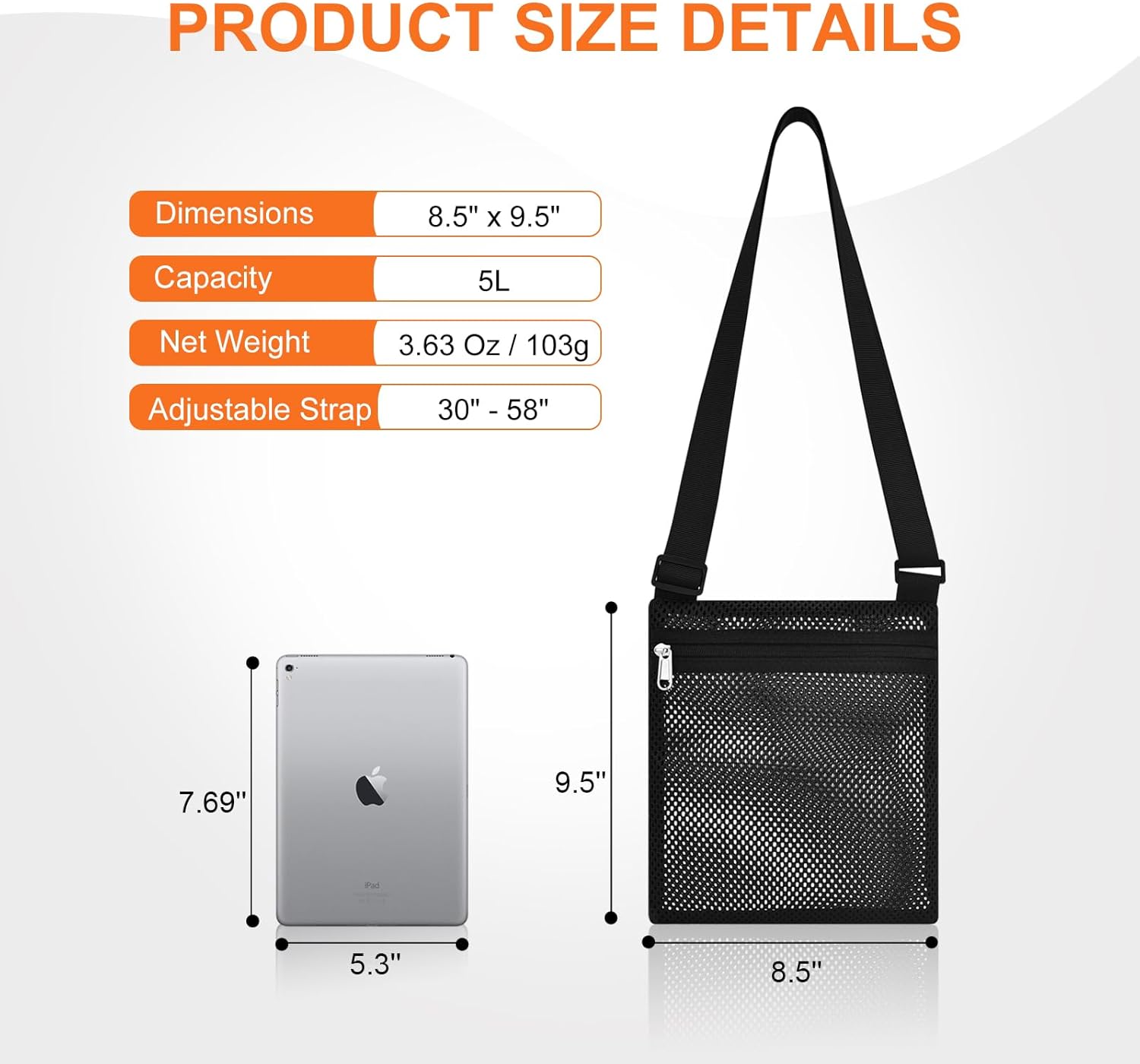 Heavy Duty Semi-Transparent Mesh Purse See Through Mesh Crossbody Bag - Image 3