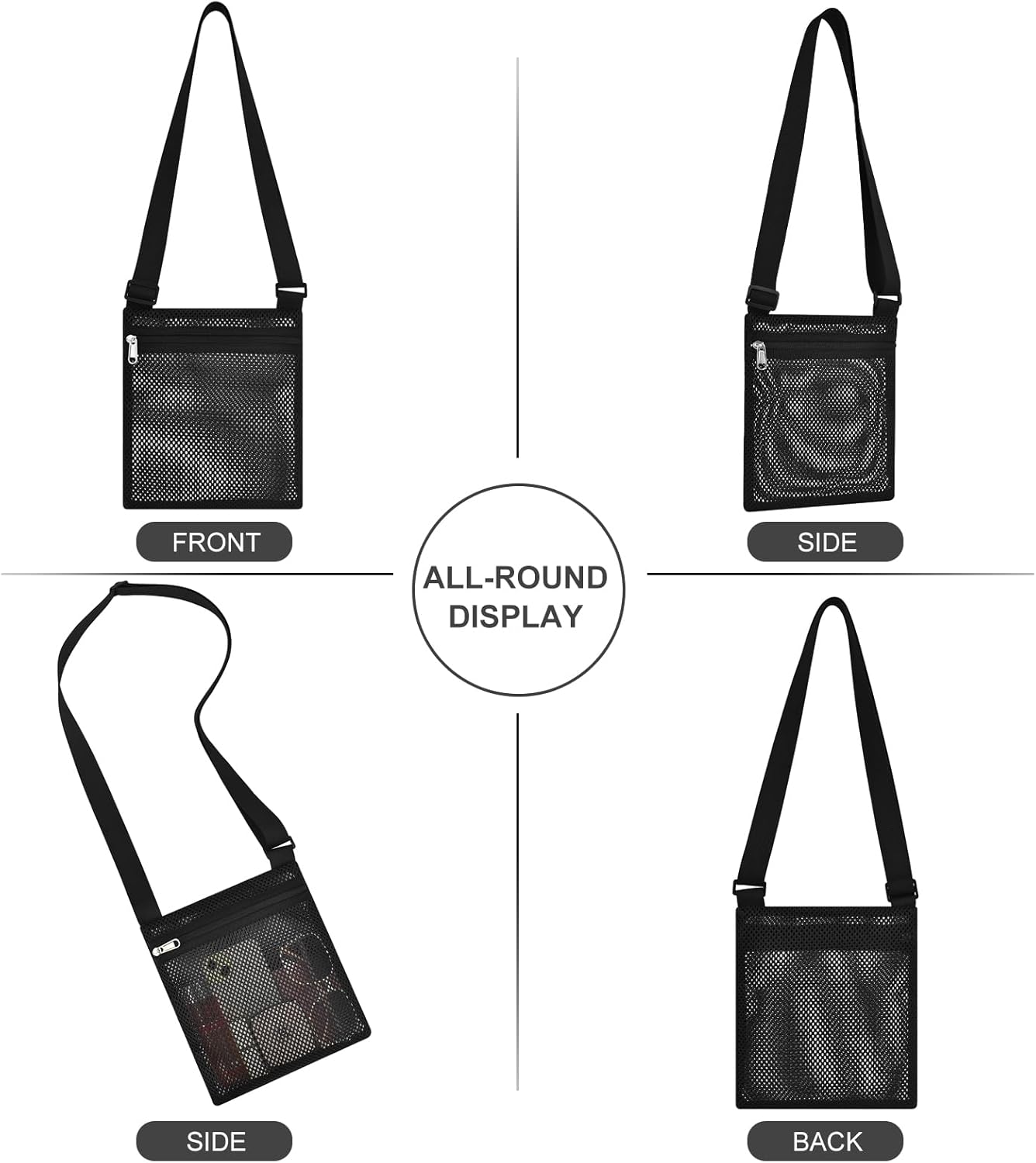 Heavy Duty Semi-Transparent Mesh Purse See Through Mesh Crossbody Bag - Image 6