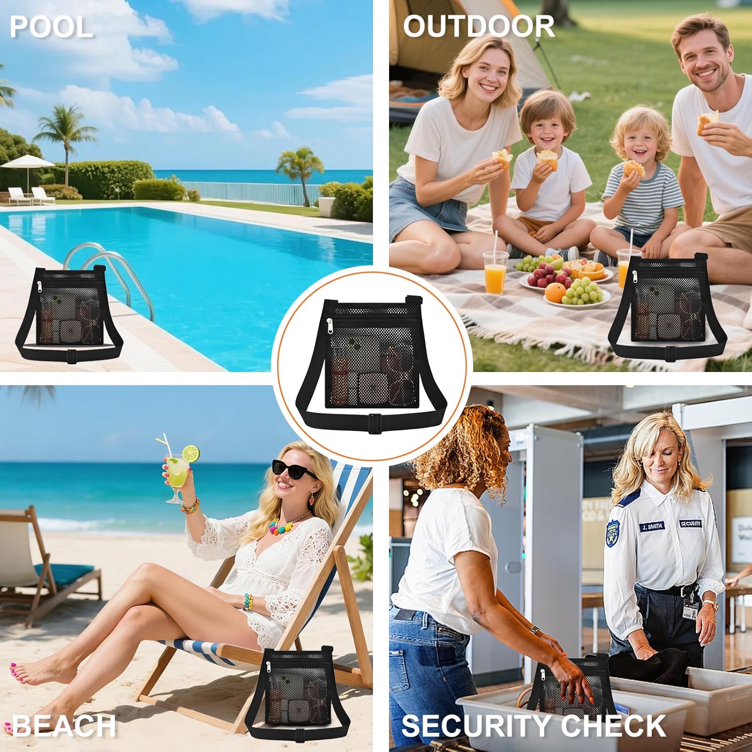 Heavy Duty Semi-Transparent Mesh Purse See Through Mesh Crossbody Bag - Image 7