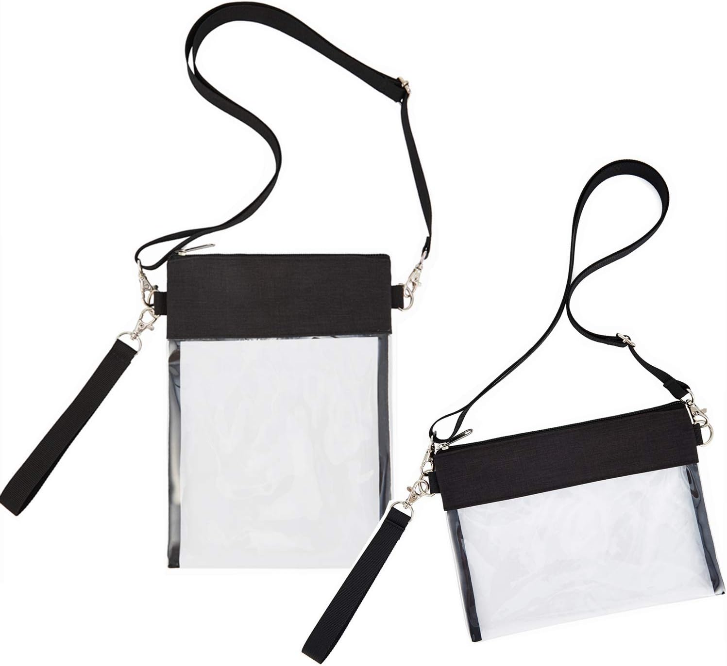 Clear Crossbody Purse Bag - Stadium Approved Clear Tote Bag with Adjtable Shoulder Strap (Black) - Image 1