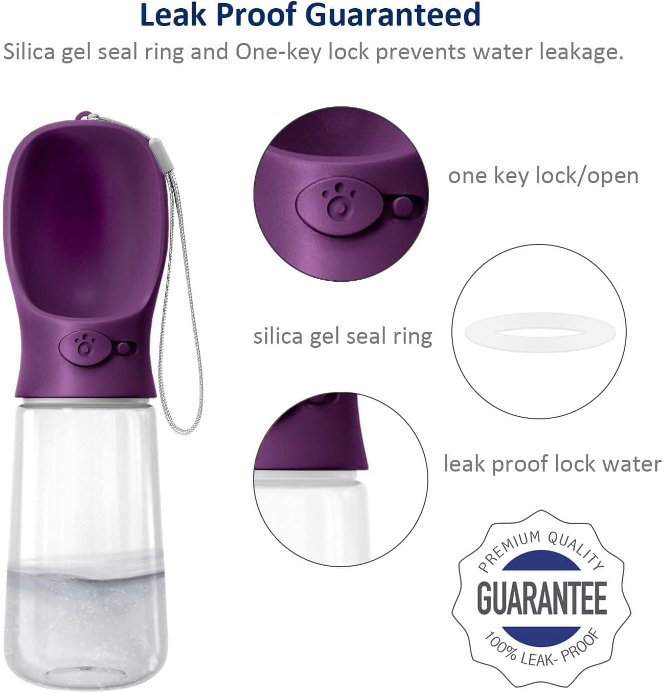 Portable Dog Water Bottle with Food Container, 19 OZ + 6 OZ, Leak Proof Puppy Water Dispenser with Drinking Feeder for Pets Outdoor Walking, Hiking, Travel, Food Grade Plastic - Image 4
