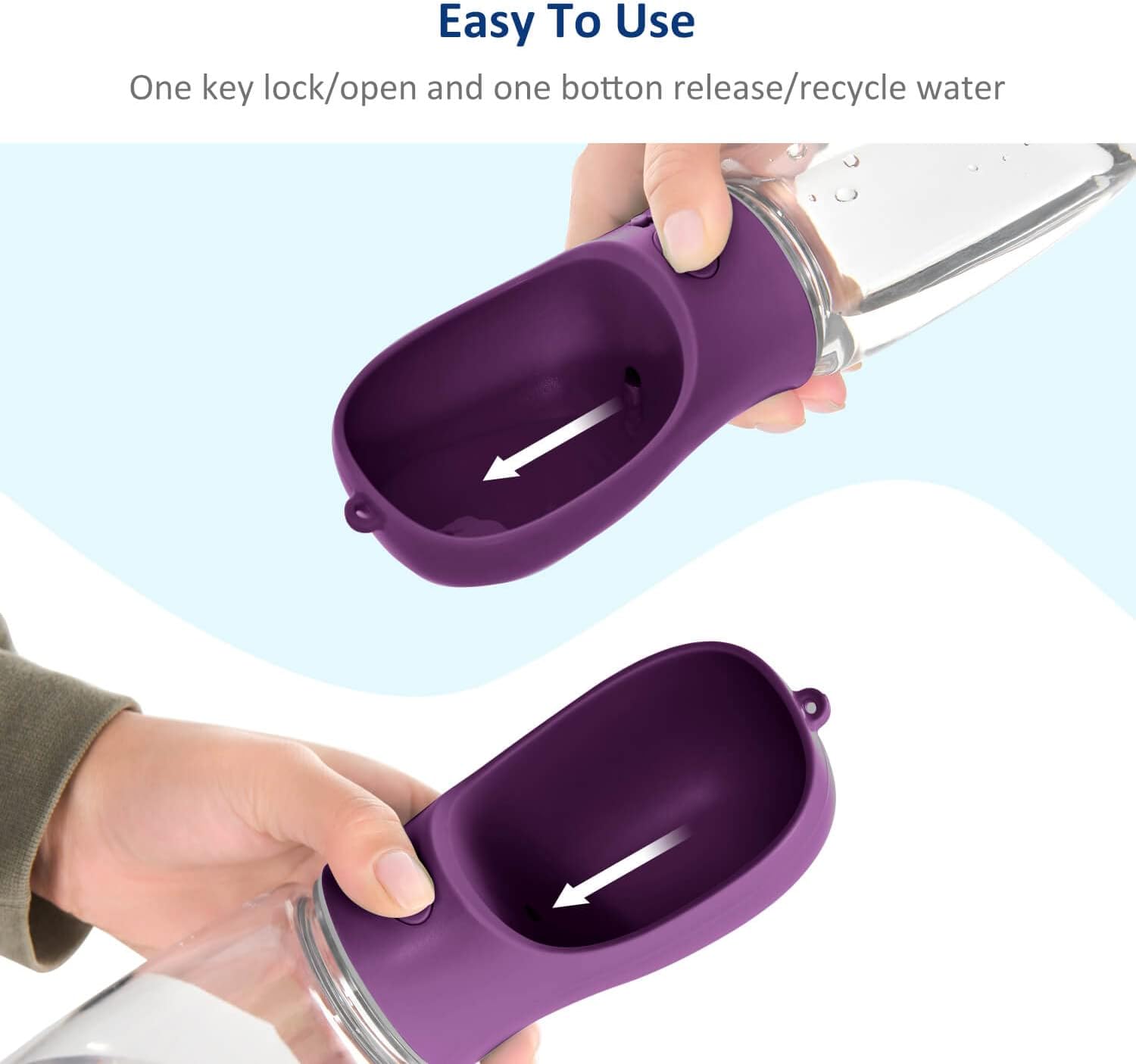 Portable Dog Water Bottle with Food Container, 19 OZ + 6 OZ, Leak Proof Puppy Water Dispenser with Drinking Feeder for Pets Outdoor Walking, Hiking, Travel, Food Grade Plastic - Image 5