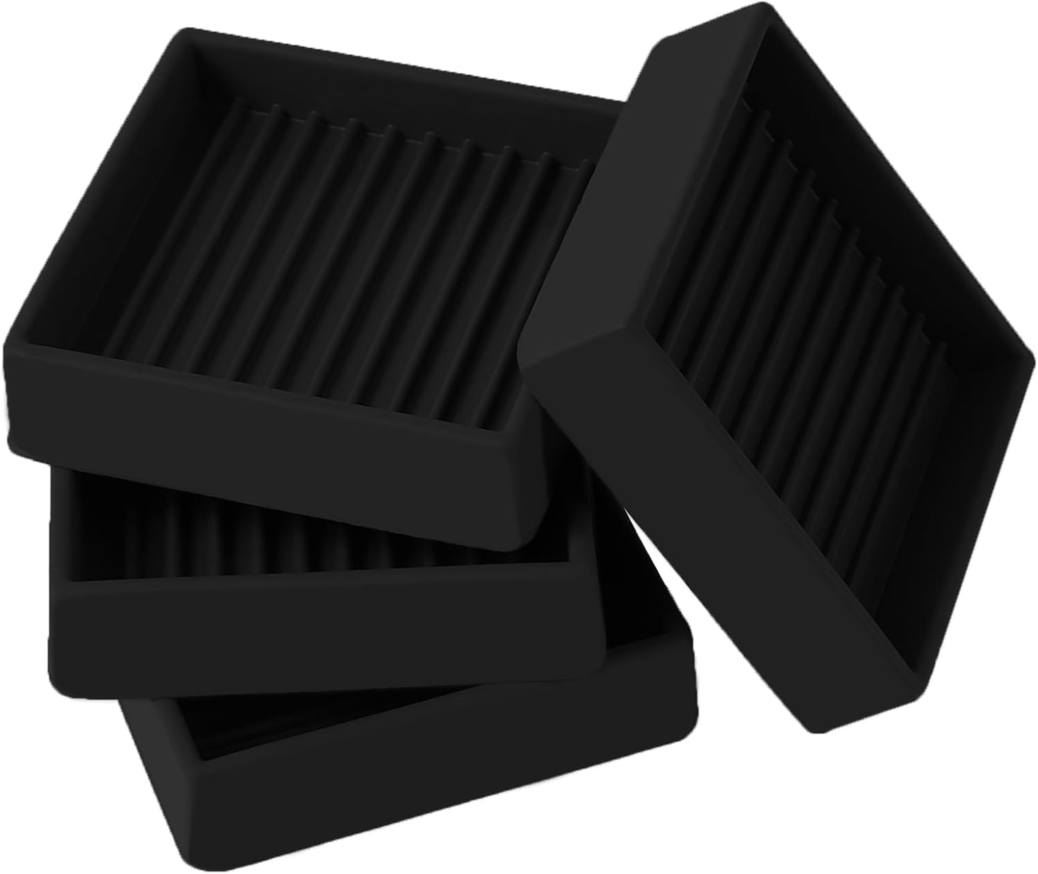 2x2 Square Rubber Furniture Caster Cups, Anti-Sliding Furniture Pads Bed Stopper Floor Protectors with Grip - Protect Any Flooring - Image 1