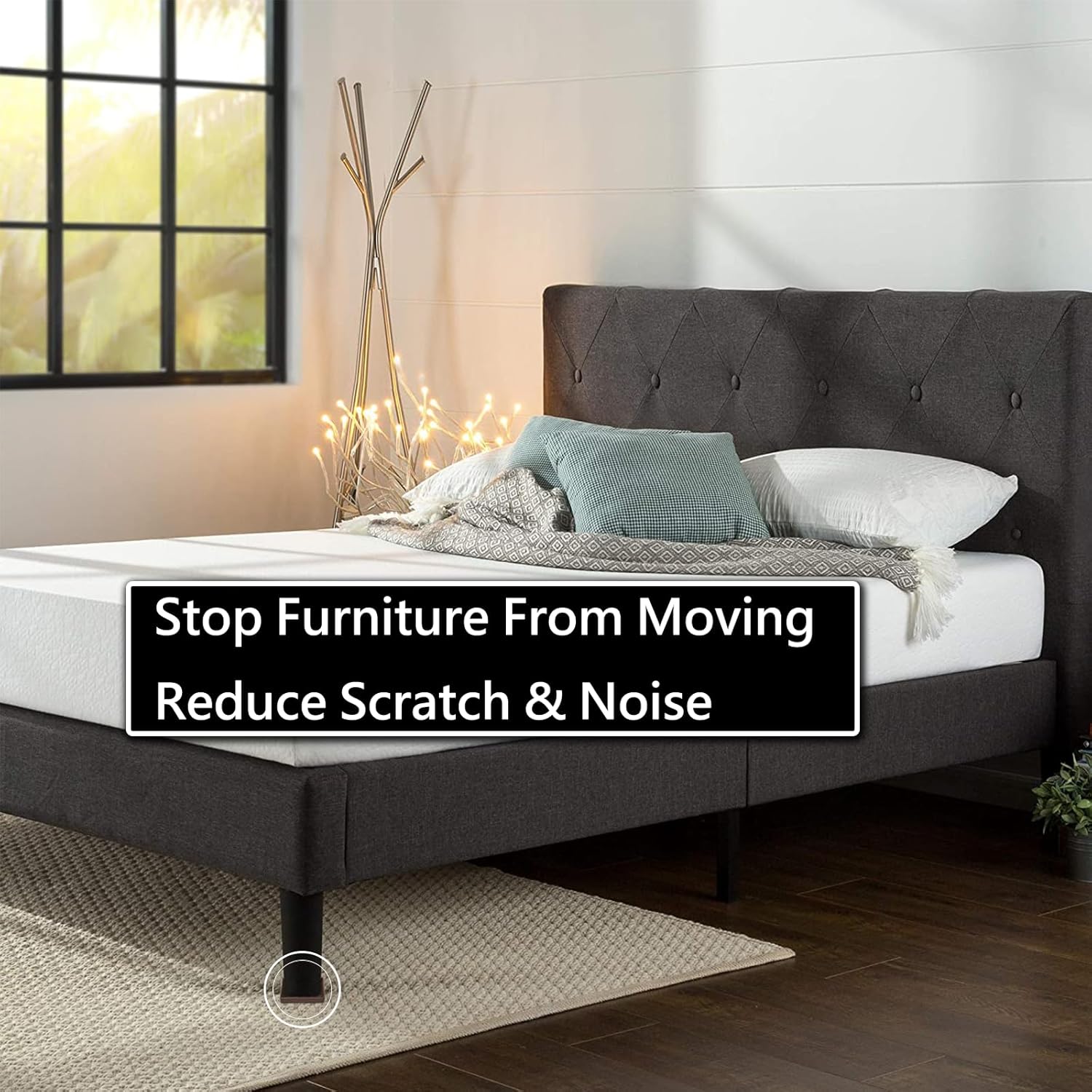 2x2 Square Rubber Furniture Caster Cups, Anti-Sliding Furniture Pads Bed Stopper Floor Protectors with Grip - Protect Any Flooring - Image 3