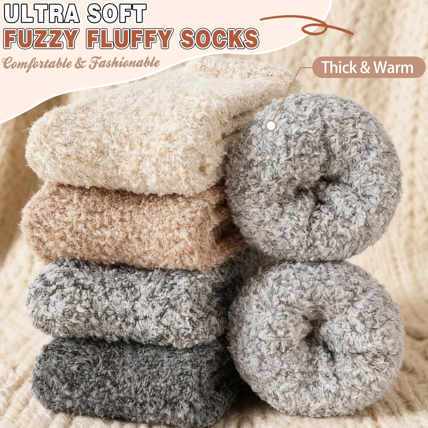 Womens Fuzzy Socks Slipper Fluffy Cozy Comfy Cabin Plh Warm Winter Sleep Home Soft Socks - Image 2