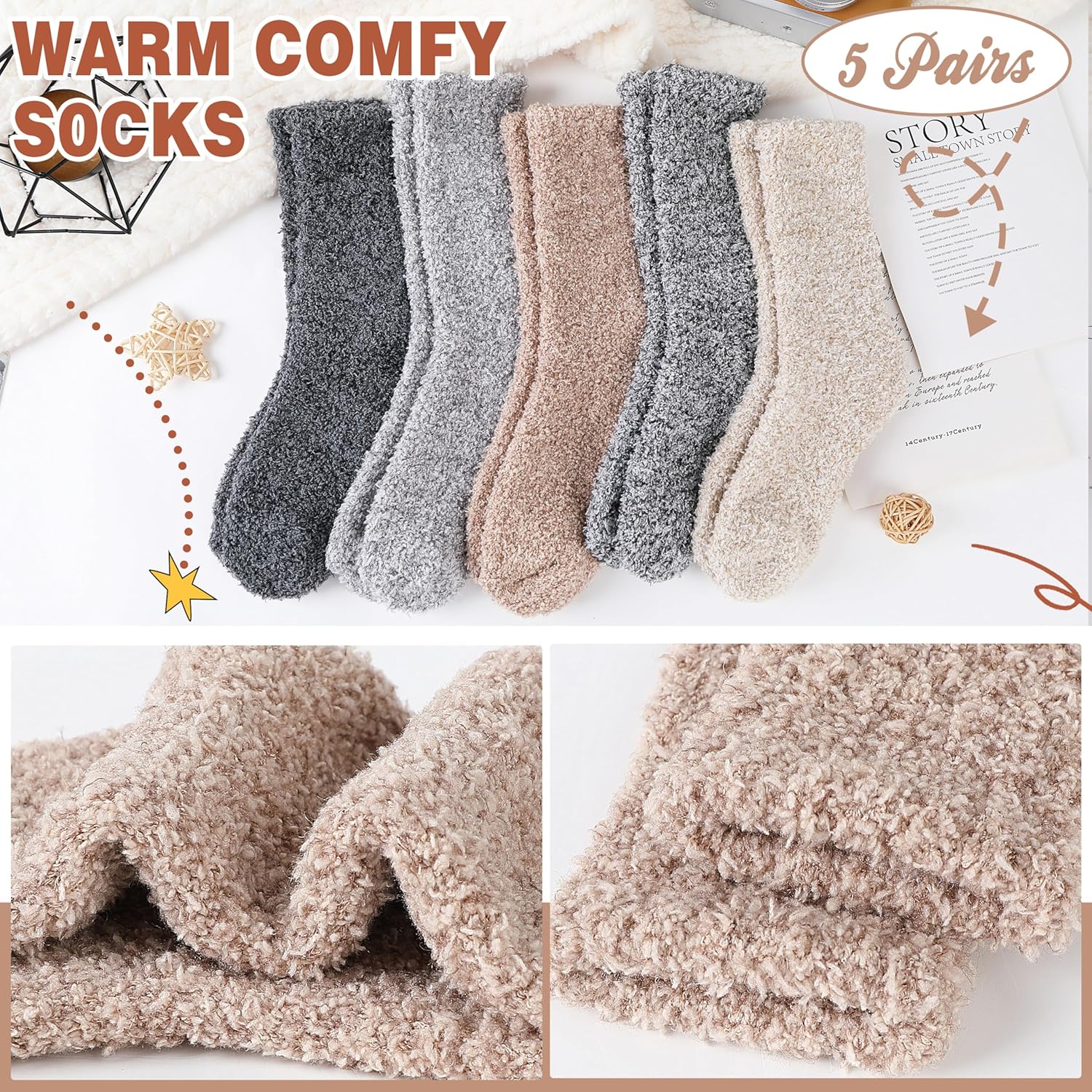 Womens Fuzzy Socks Slipper Fluffy Cozy Comfy Cabin Plh Warm Winter Sleep Home Soft Socks - Image 3