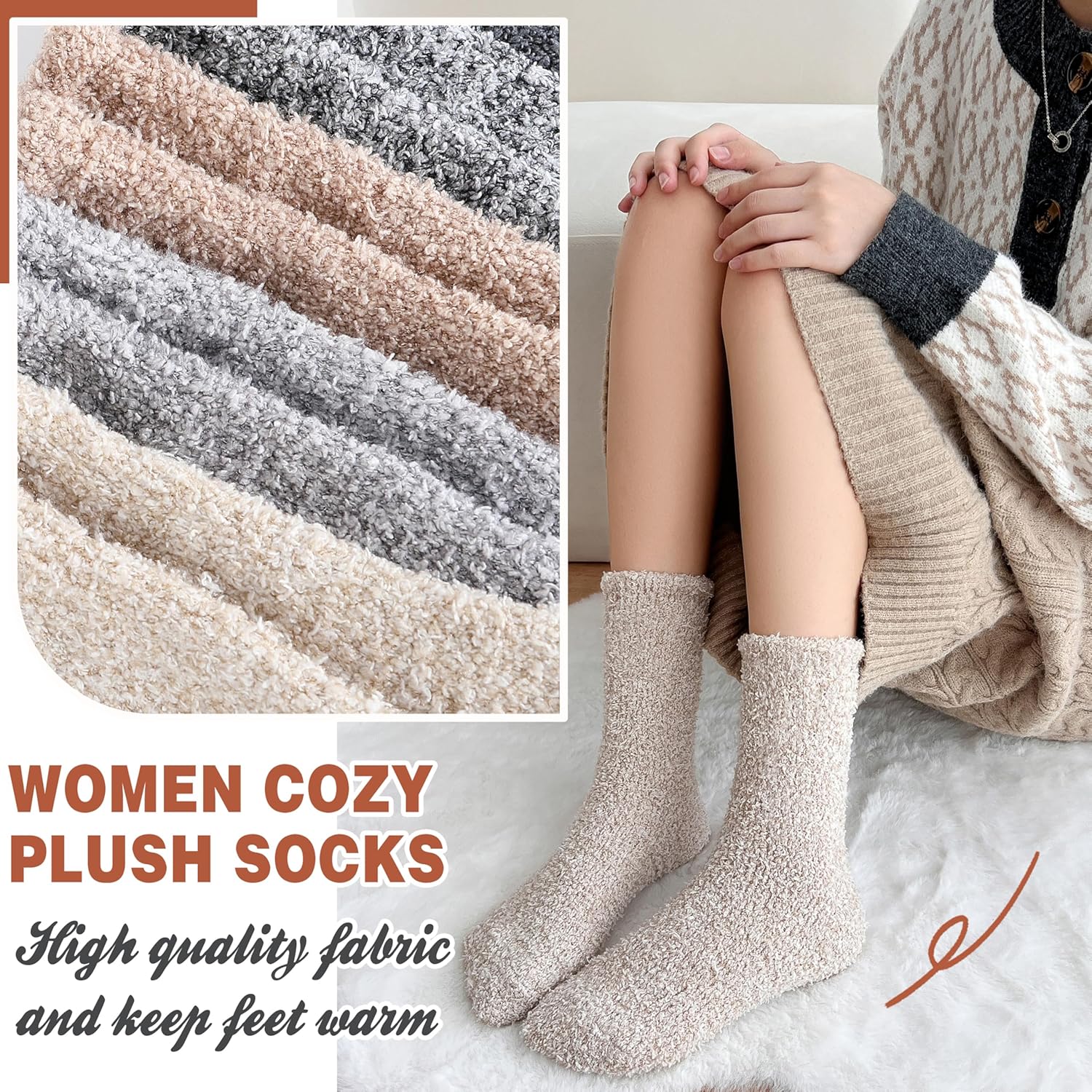 Womens Fuzzy Socks Slipper Fluffy Cozy Comfy Cabin Plh Warm Winter Sleep Home Soft Socks - Image 4