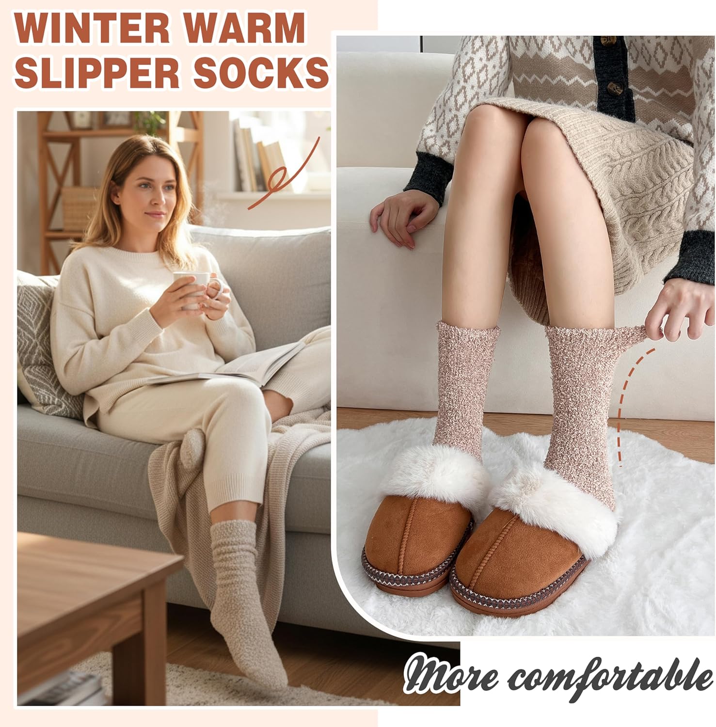 Womens Fuzzy Socks Slipper Fluffy Cozy Comfy Cabin Plh Warm Winter Sleep Home Soft Socks - Image 5