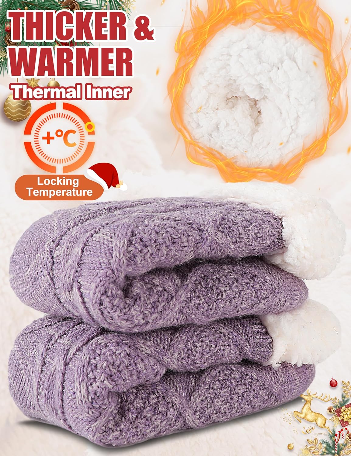 Slipper Fuzzy Socks for Women Fluffy Cozy Cabin Winter Warm Soft Fleece Comfy Thick Socks with Grips - Image 2