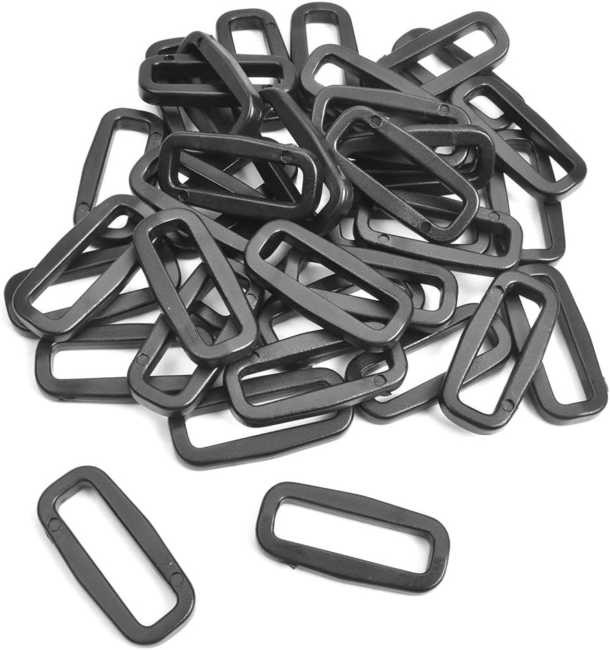 CooBigo Strap Loops Looploc Buckles Rectangle Rings Plastic Black Backpack Straps Webbing Bag Parts - Image 1