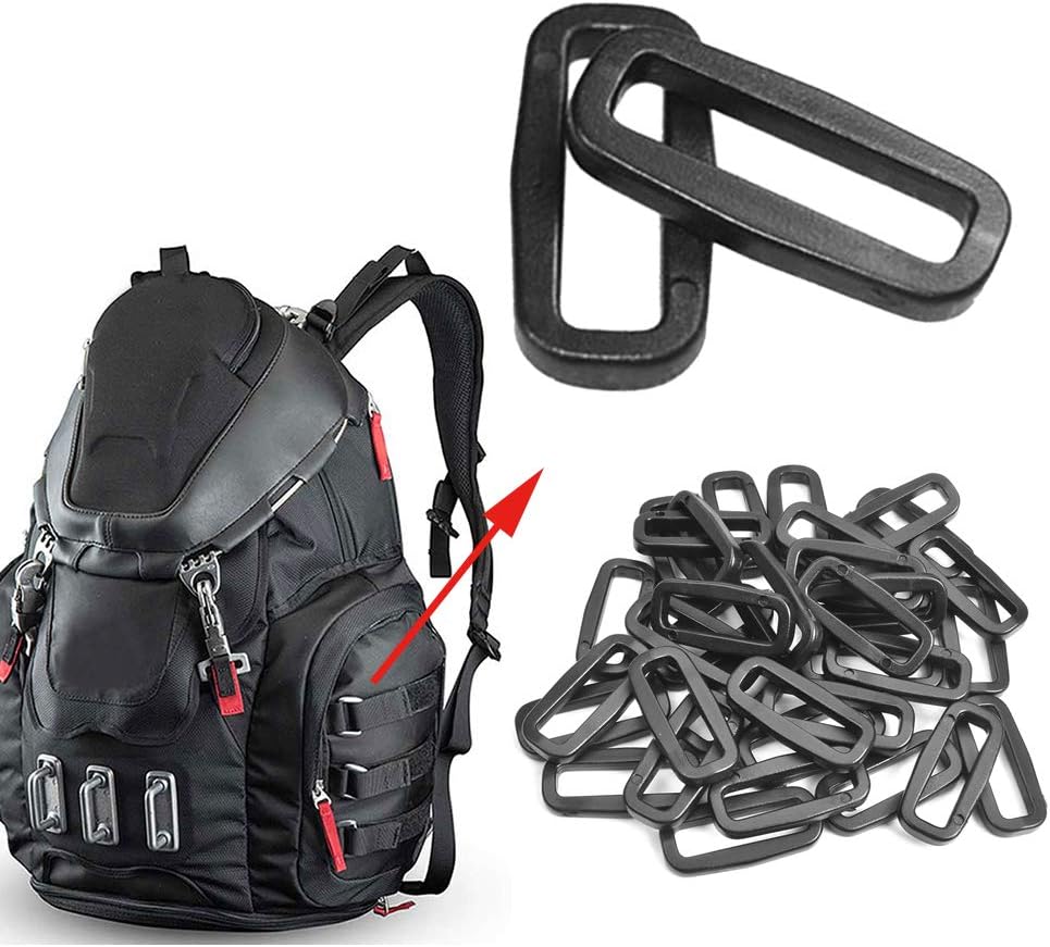 CooBigo Strap Loops Looploc Buckles Rectangle Rings Plastic Black Backpack Straps Webbing Bag Parts - Image 3
