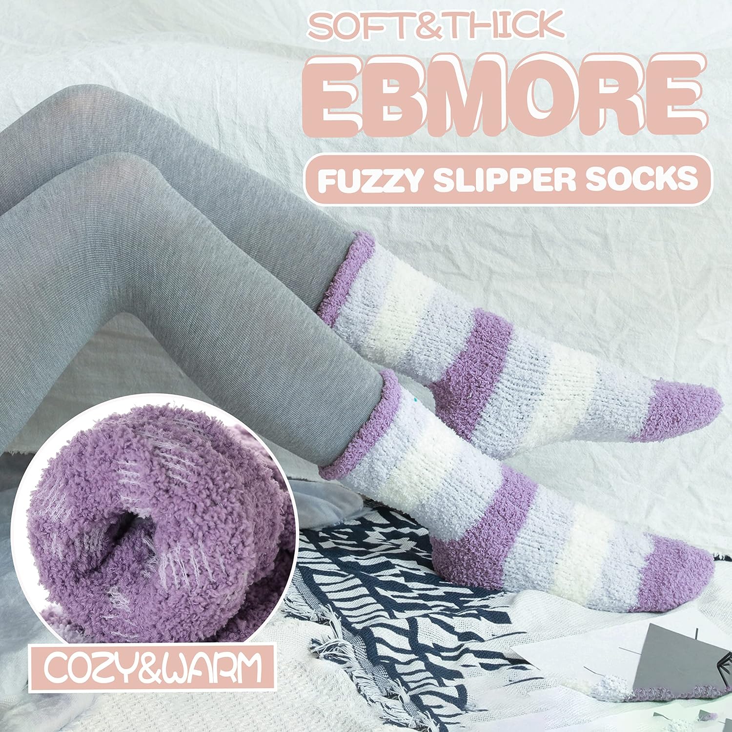 Womens Fuzzy Socks Fleece Fluffy Cabin Plh Warm Sleep Soft Cozy Winter Adult Socks - Image 3