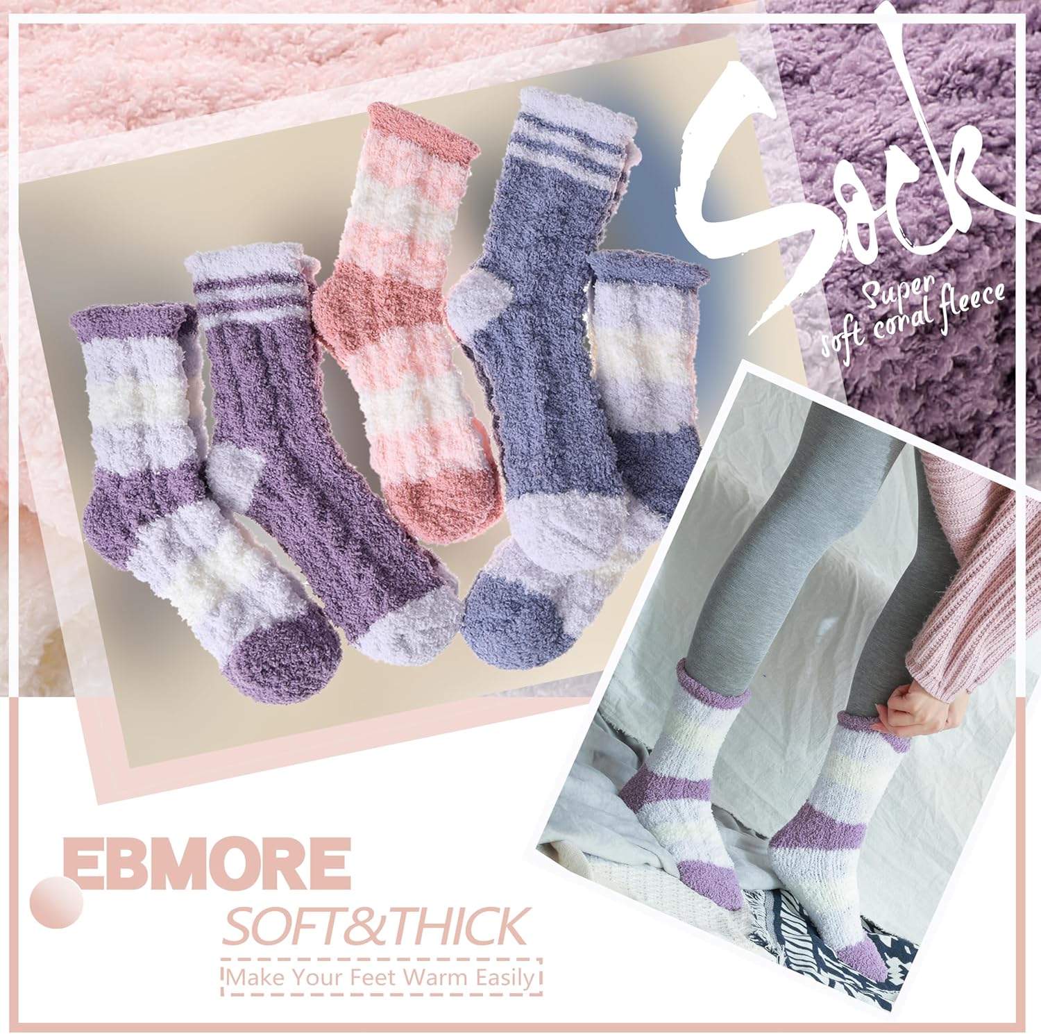 Womens Fuzzy Socks Fleece Fluffy Cabin Plh Warm Sleep Soft Cozy Winter Adult Socks - Image 7