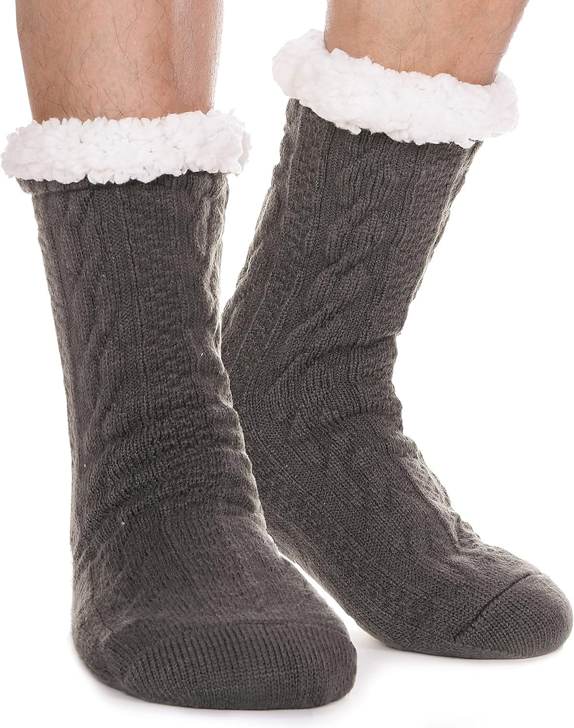 Mens Slipper Fuzzy Socks Winter Cozy Fluffy Cabin Warm Fleece Soft Comfy Thick Non Slip Home Socks - Image 1