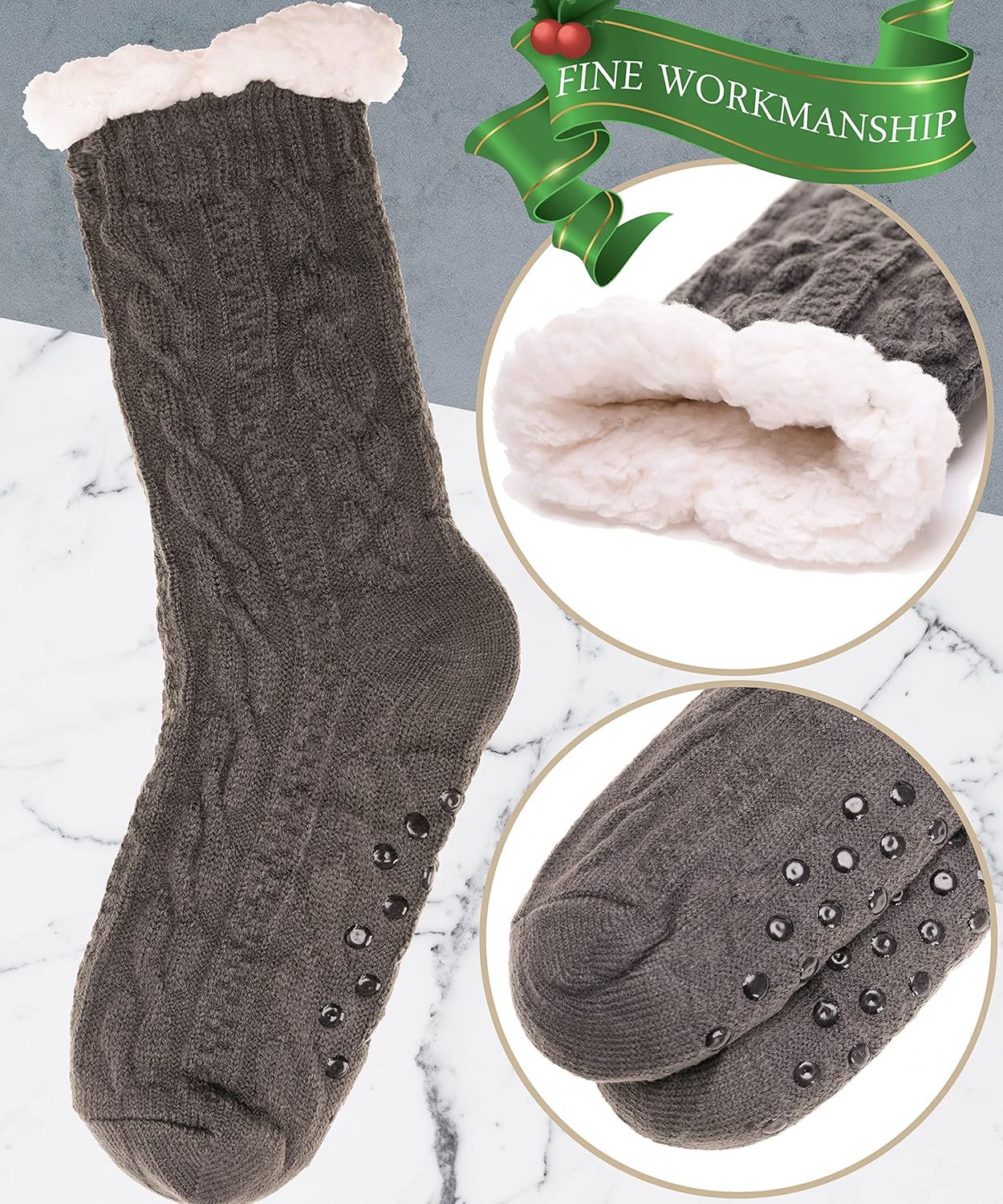 Mens Slipper Fuzzy Socks Winter Cozy Fluffy Cabin Warm Fleece Soft Comfy Thick Non Slip Home Socks - Image 5