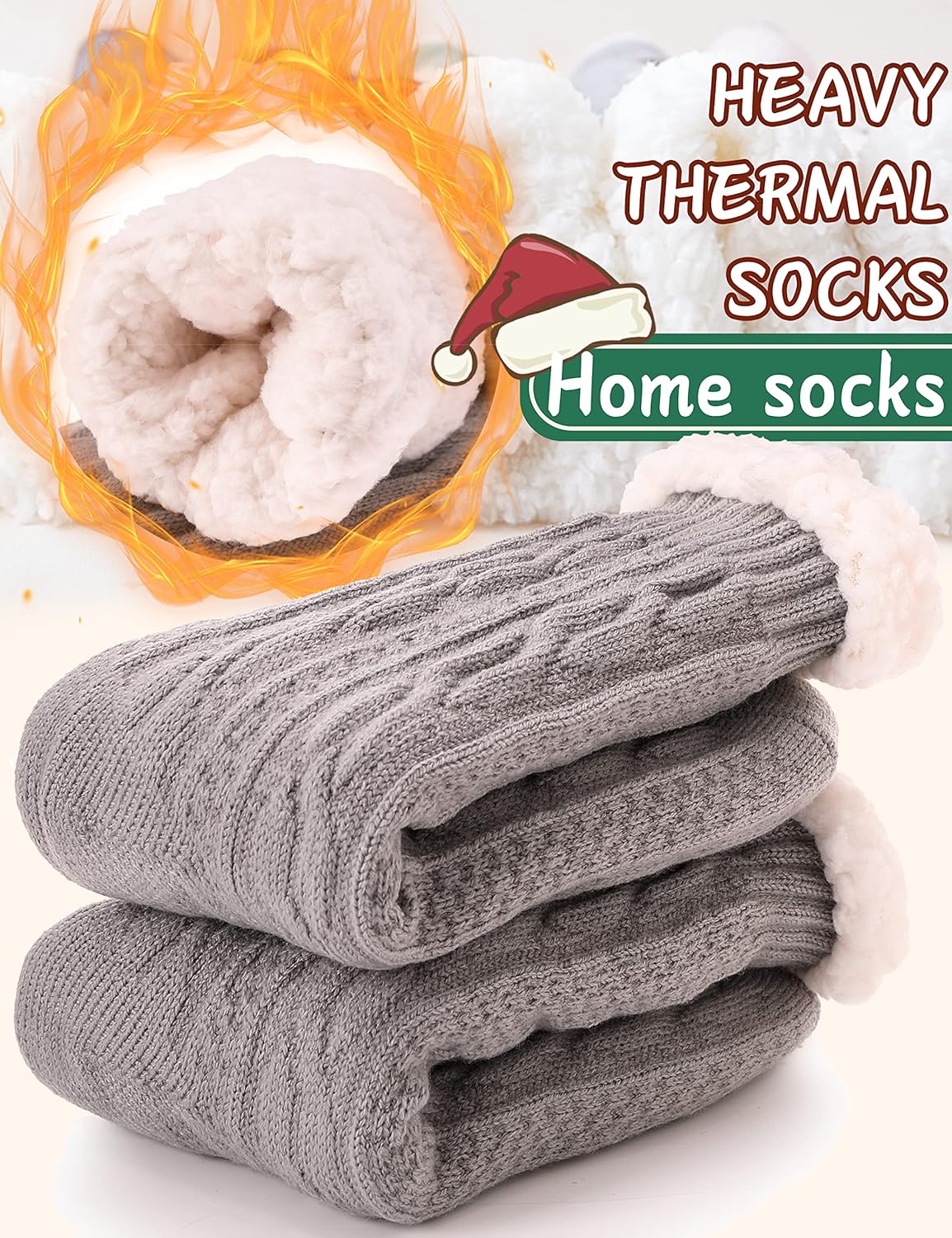 Women Slipper Fuzzy Socks Fluffy Cozy Cabin Warm Winter Soft Thick Comfy Fleece Non Slip Home Socks - Image 4