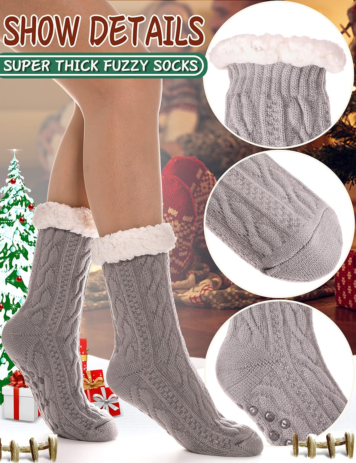 Women Slipper Fuzzy Socks Fluffy Cozy Cabin Warm Winter Soft Thick Comfy Fleece Non Slip Home Socks - Image 5