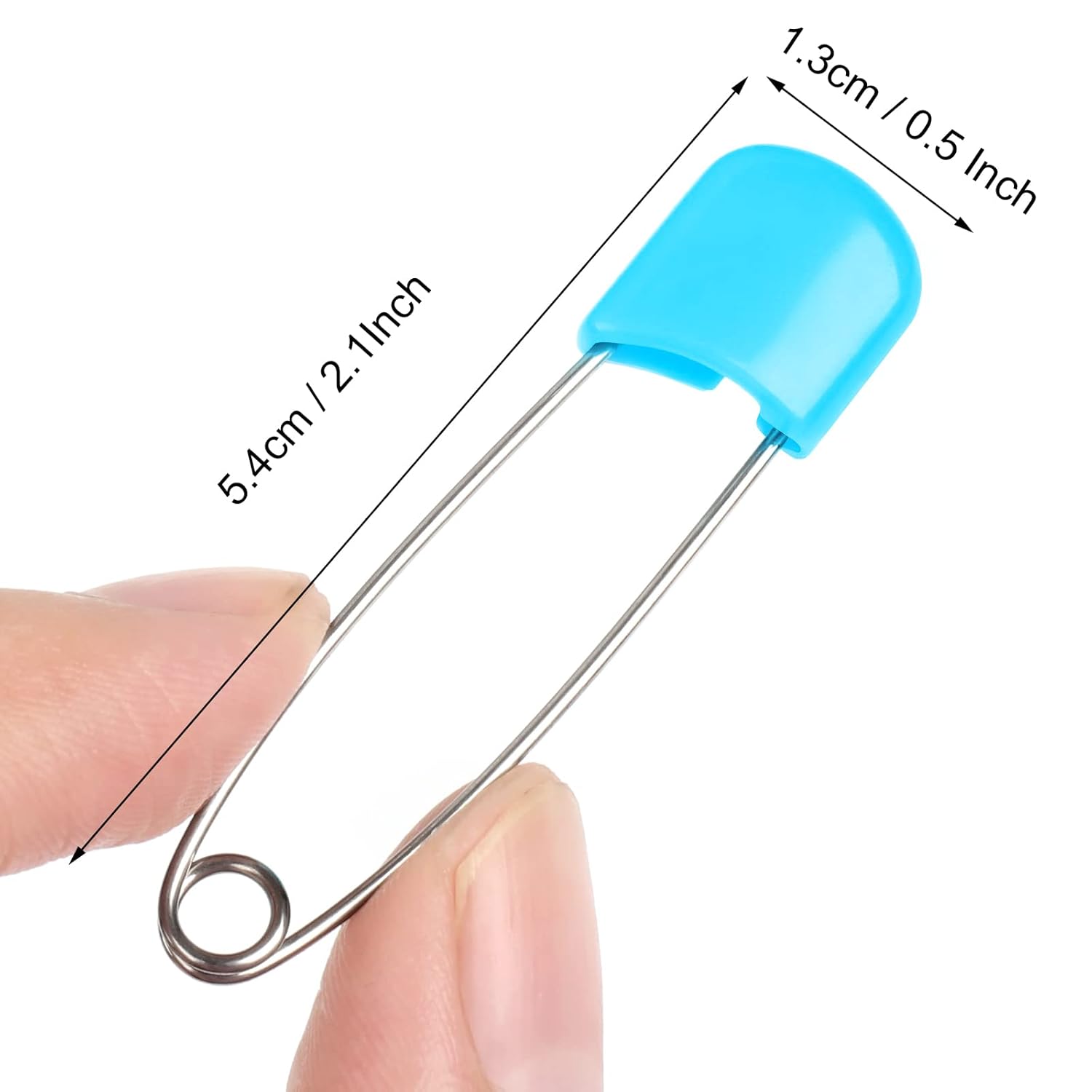 100 Pcs Diaper Pins, Baby Safety Pins, Diaper Pins for Cloth Diapers, Heavy Duty, Stainless Steel, ABS Plastic, Colorful (Red, Yellow, Pink, Blue, Green, Purple), 2.2in, Safe Locking Closures - Image 2