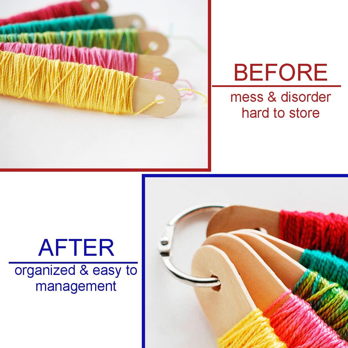 CooBigo Loose Leaf Binder Rings 1 Inch Metal Book Ring Clip for Index Card, Flashcard, Shower Curtain, DMC Embroidery Floss Organizer, Key Chain - Silver(50 Pack) - Image 6