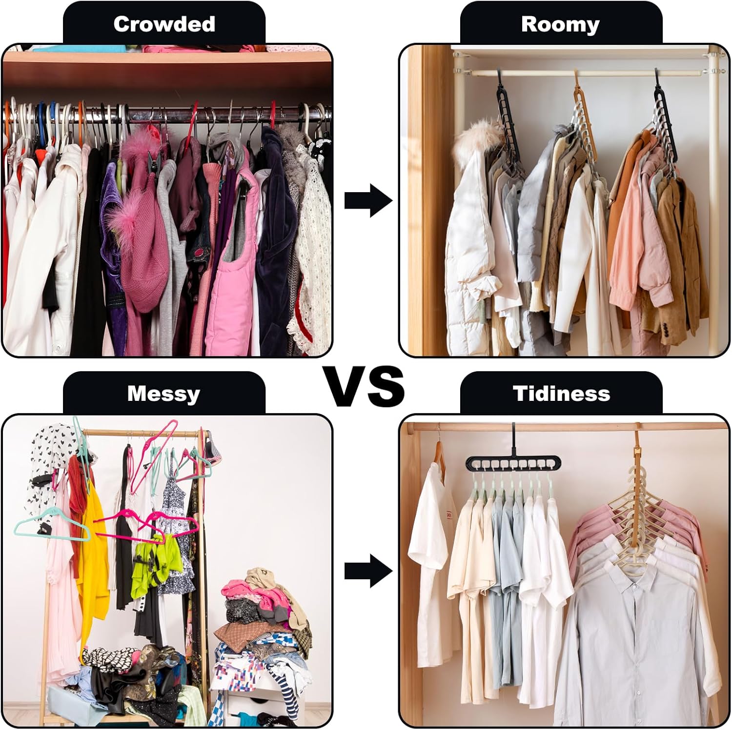 Closet Organizers and Storage,College Dorm Room Essentials, Multifunctional Organizer Magic Space Saving Hangers with 9 Holes Storage Organization for Wardrobe - Image 2