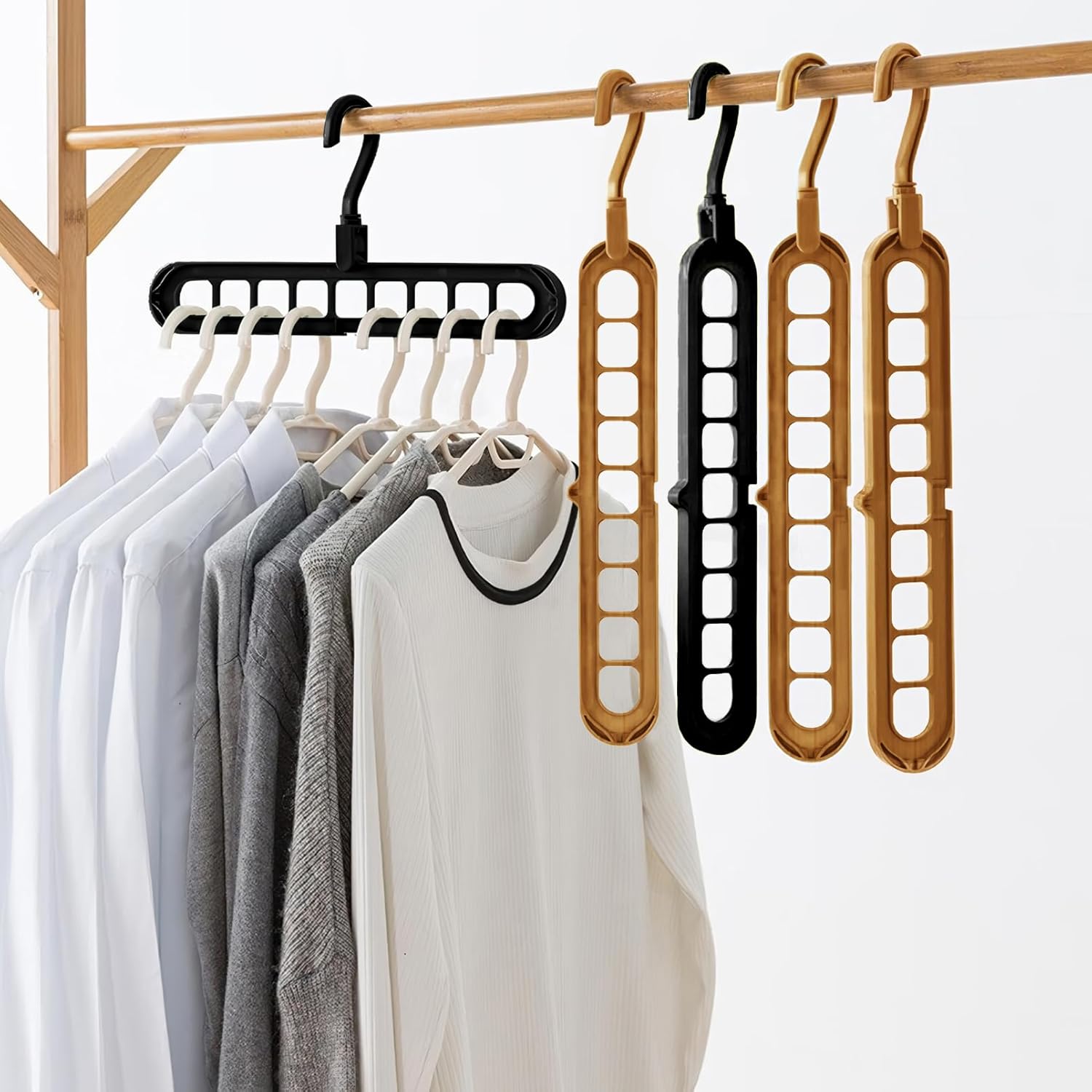 Closet Organizers and Storage,College Dorm Room Essentials, Multifunctional Organizer Magic Space Saving Hangers with 9 Holes Storage Organization for Wardrobe - Image 4