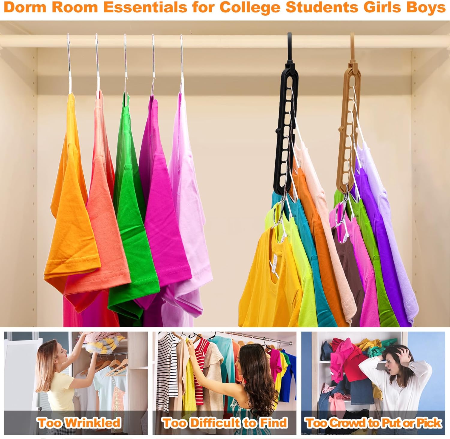 Closet Organizers and Storage,College Dorm Room Essentials, Multifunctional Organizer Magic Space Saving Hangers with 9 Holes Storage Organization for Wardrobe - Image 5