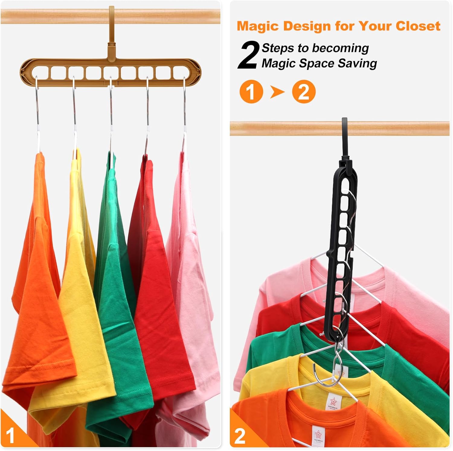 Closet Organizers and Storage,College Dorm Room Essentials, Multifunctional Organizer Magic Space Saving Hangers with 9 Holes Storage Organization for Wardrobe - Image 6
