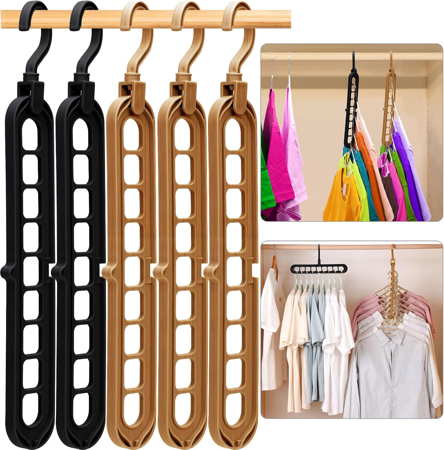 Closet Organizers and Storage,College Dorm Room Essentials, Multifunctional Organizer Magic Space Saving Hangers with 9 Holes Storage Organization for Wardrobe - Image 8