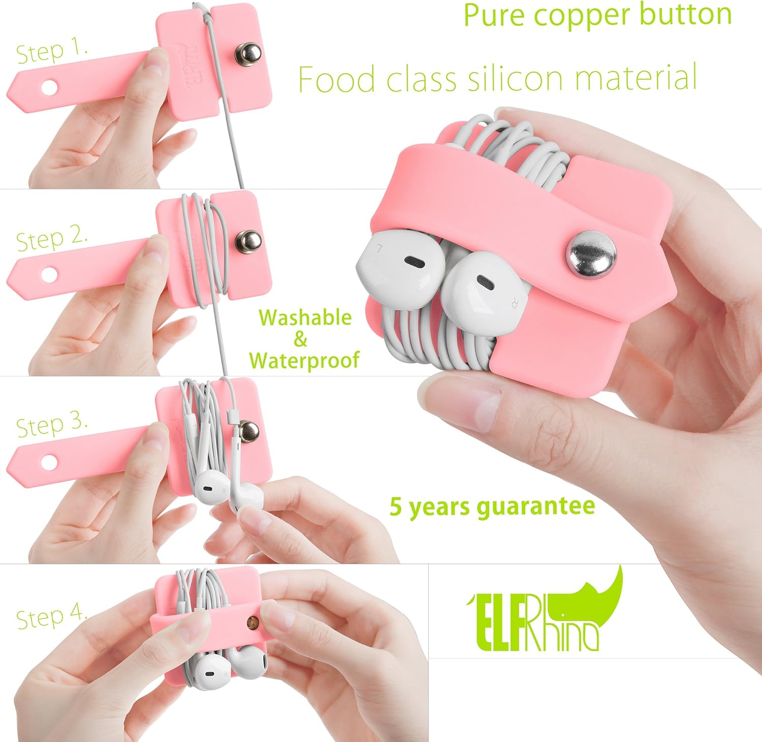 Silicone Earphone Organizer Earphone Wrap Winder Headphone Cord Organizer Wrap Winder Manager/Cable Winder 2 Pieces - Image 3