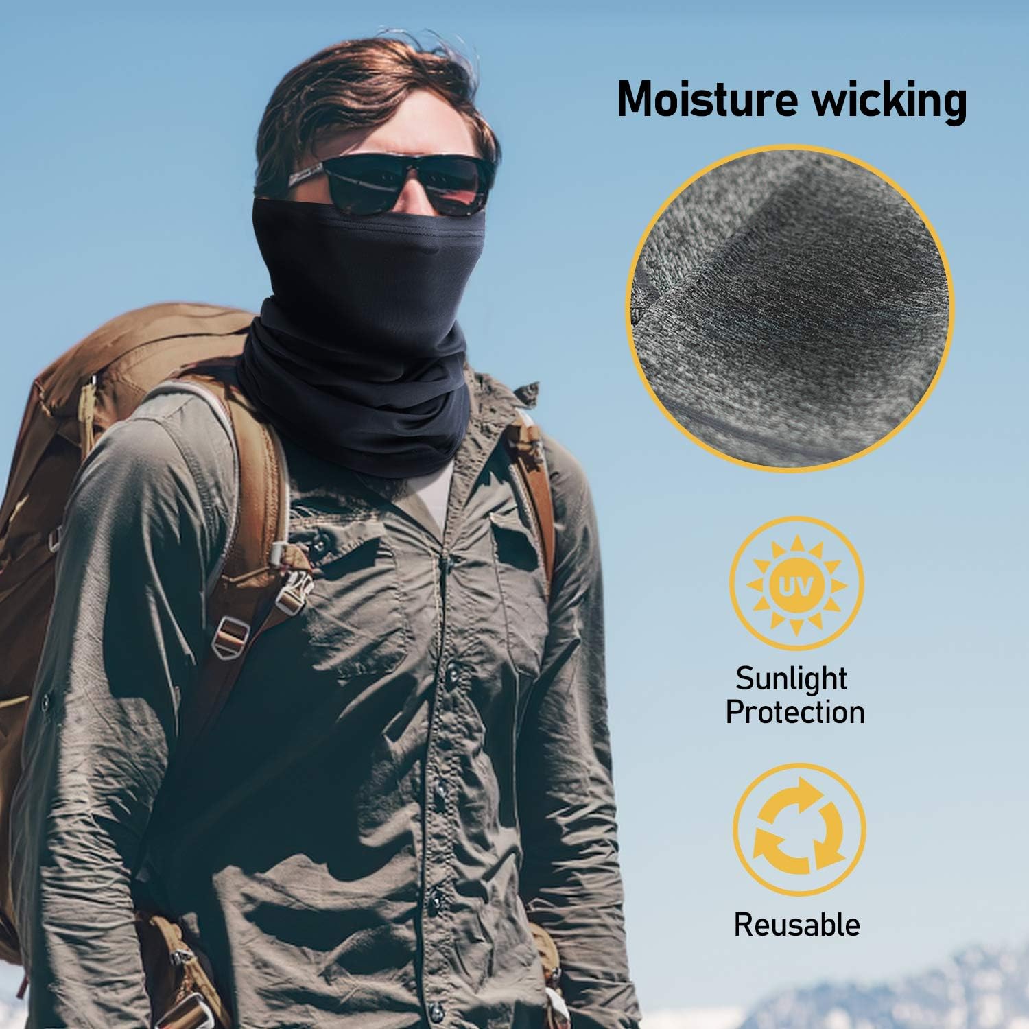 Neck Gaiter Face Cover Scarf, Neck Warmer Breathable Sun & Wind-proof for Skiing Fishing Hiking Cycling - Image 3