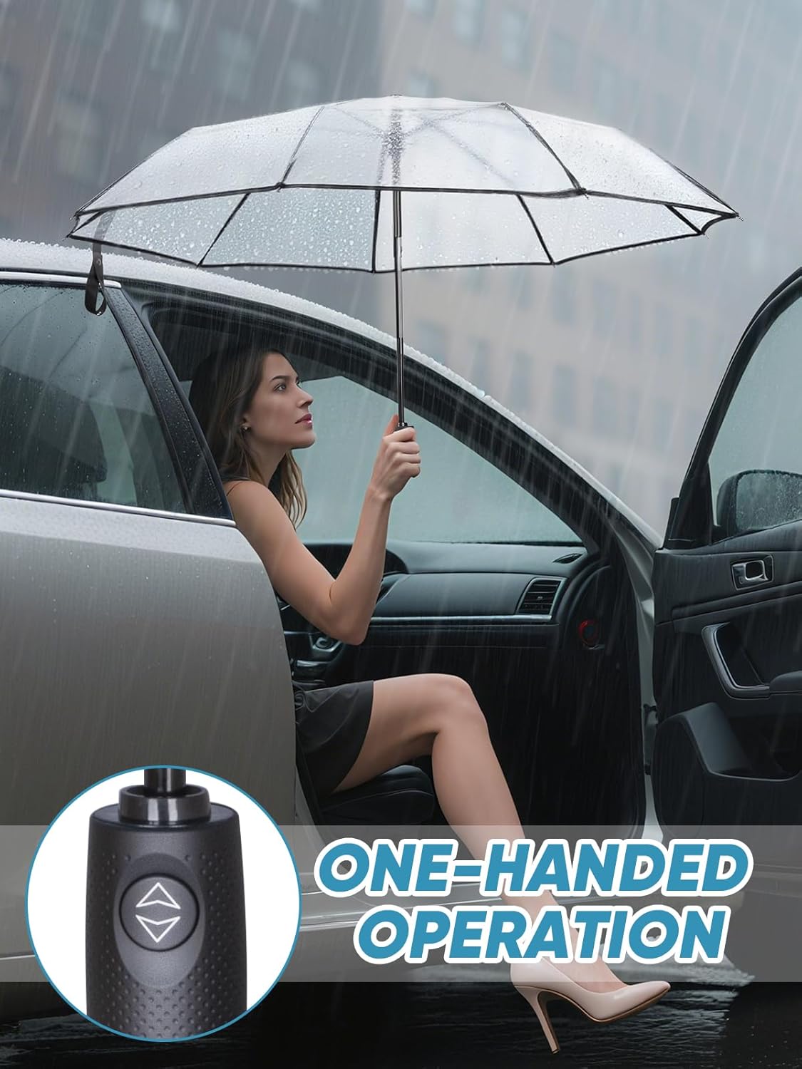 Windproof Compact Travel Umbrellas for Rain and Sun, Withstands 85MPH Winds Auto Open Close Folding Umbrella with Ergonomic Handle, Quick Dry Canopy for Commuting or Backpack - Image 3