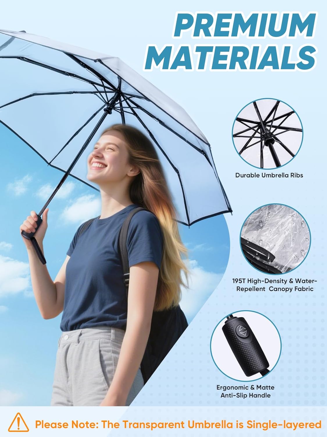 Windproof Compact Travel Umbrellas for Rain and Sun, Withstands 85MPH Winds Auto Open Close Folding Umbrella with Ergonomic Handle, Quick Dry Canopy for Commuting or Backpack - Image 5