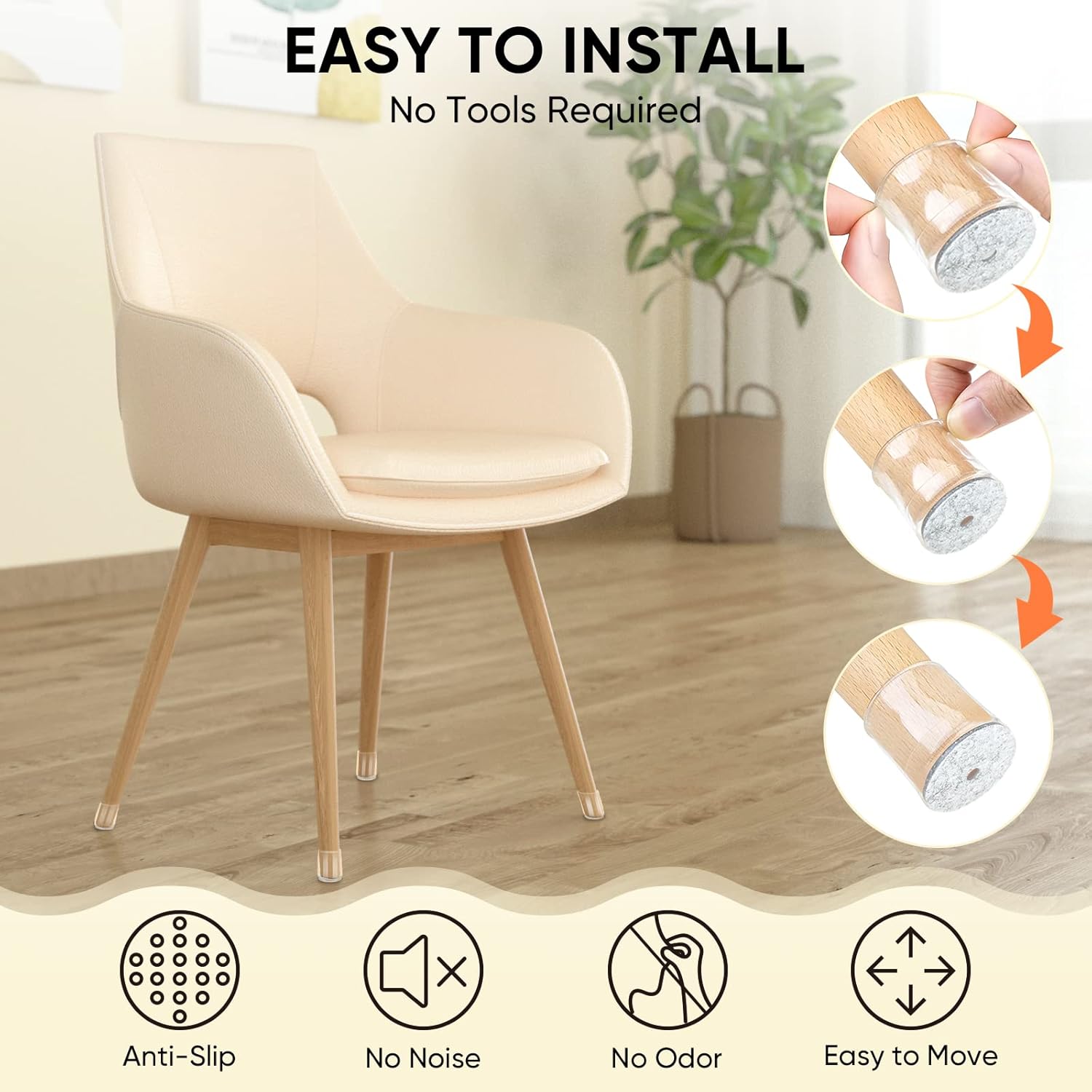 Silicone Chair Leg Floor Protectors, Stool Leg Protectors Cap, Chair Leg Caps for Hardwood Floors (Clear-16pcs, Round S) - Image 5