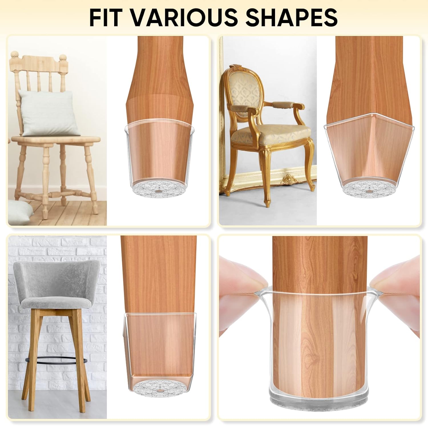 Silicone Chair Leg Floor Protectors, Stool Leg Protectors Cap, Chair Leg Caps for Hardwood Floors (Clear-16pcs, Round S) - Image 7