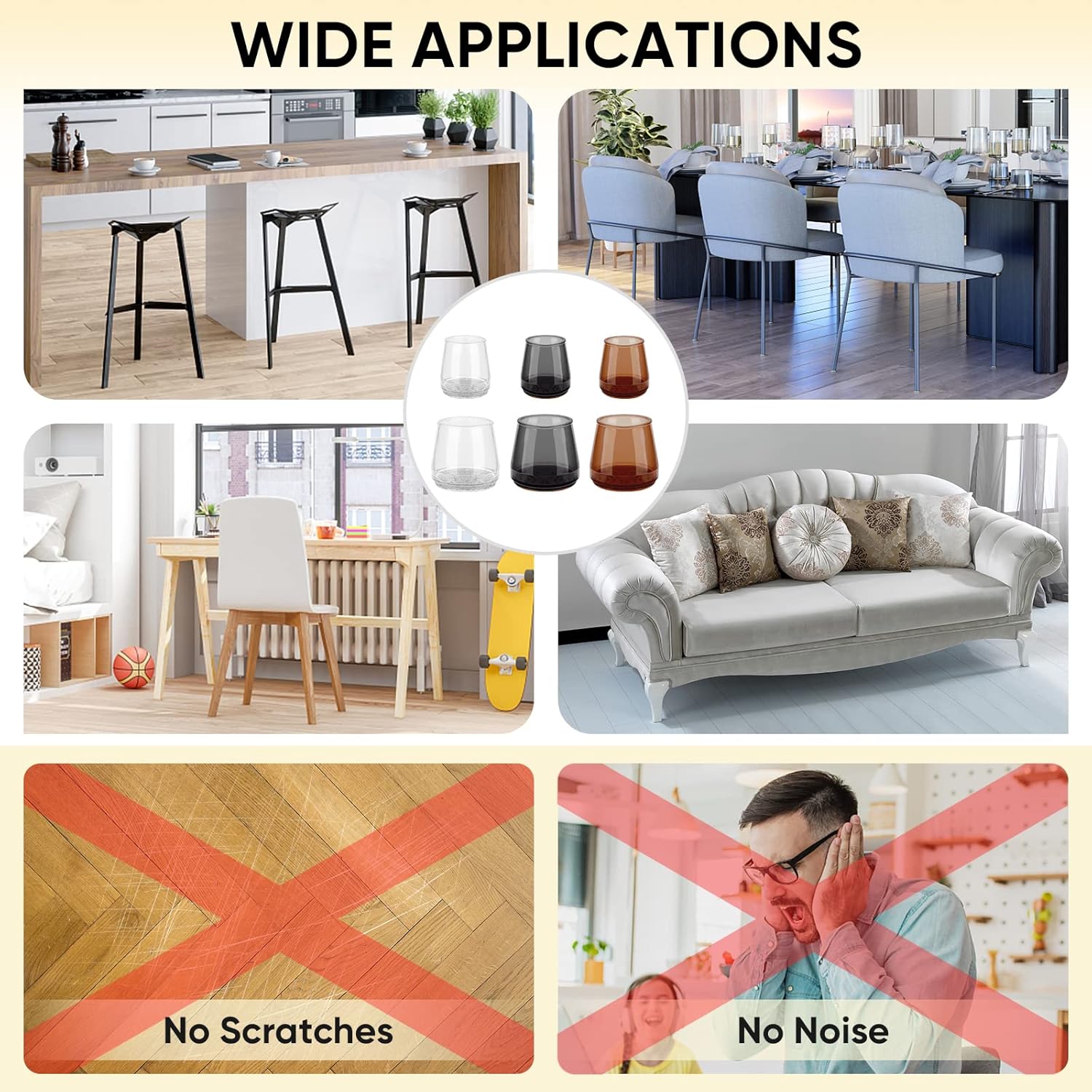 Silicone Chair Leg Floor Protectors, Stool Leg Protectors Cap, Chair Leg Caps for Hardwood Floors (Clear-16pcs, Round S) - Image 8