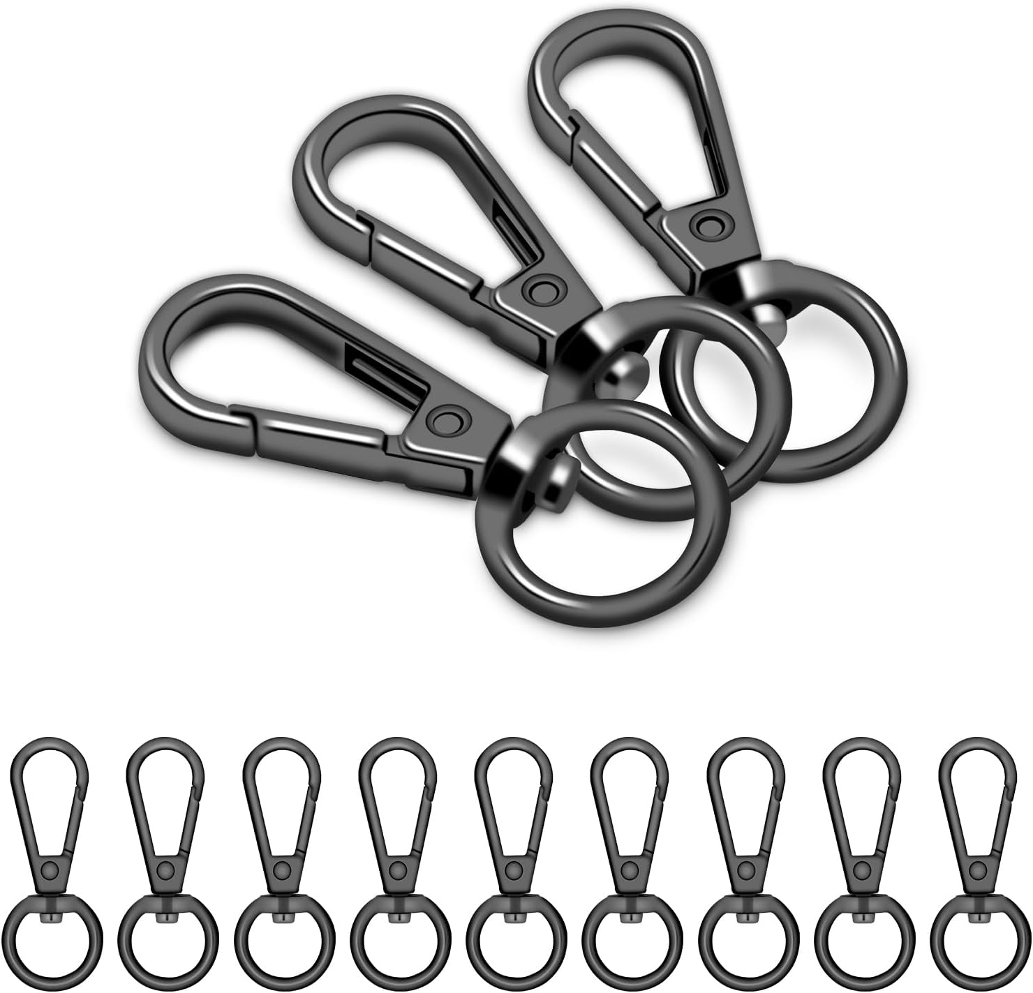 1/2 Inch Lobster Claw Clasp Swivel Snap Hook for Purse, 12 Pack Metal Swivel Lobster Clasps Purse Bag Strap Hardware Making Lanyard Hooks Keychain Clip, GunBlack - Image 1