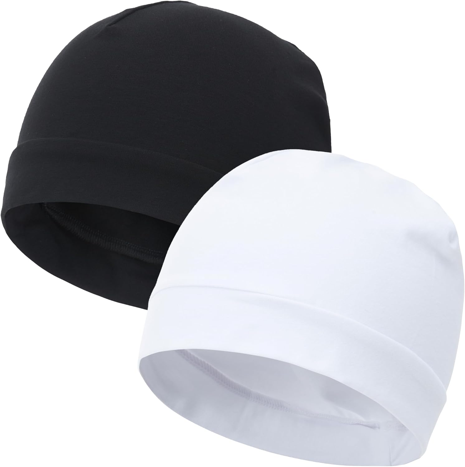 100% Cotton Skull Caps for Men Women Breathable Night Cap Sleep Hats Soft Lightweight Running Beanie Helmet Liner - Image 1