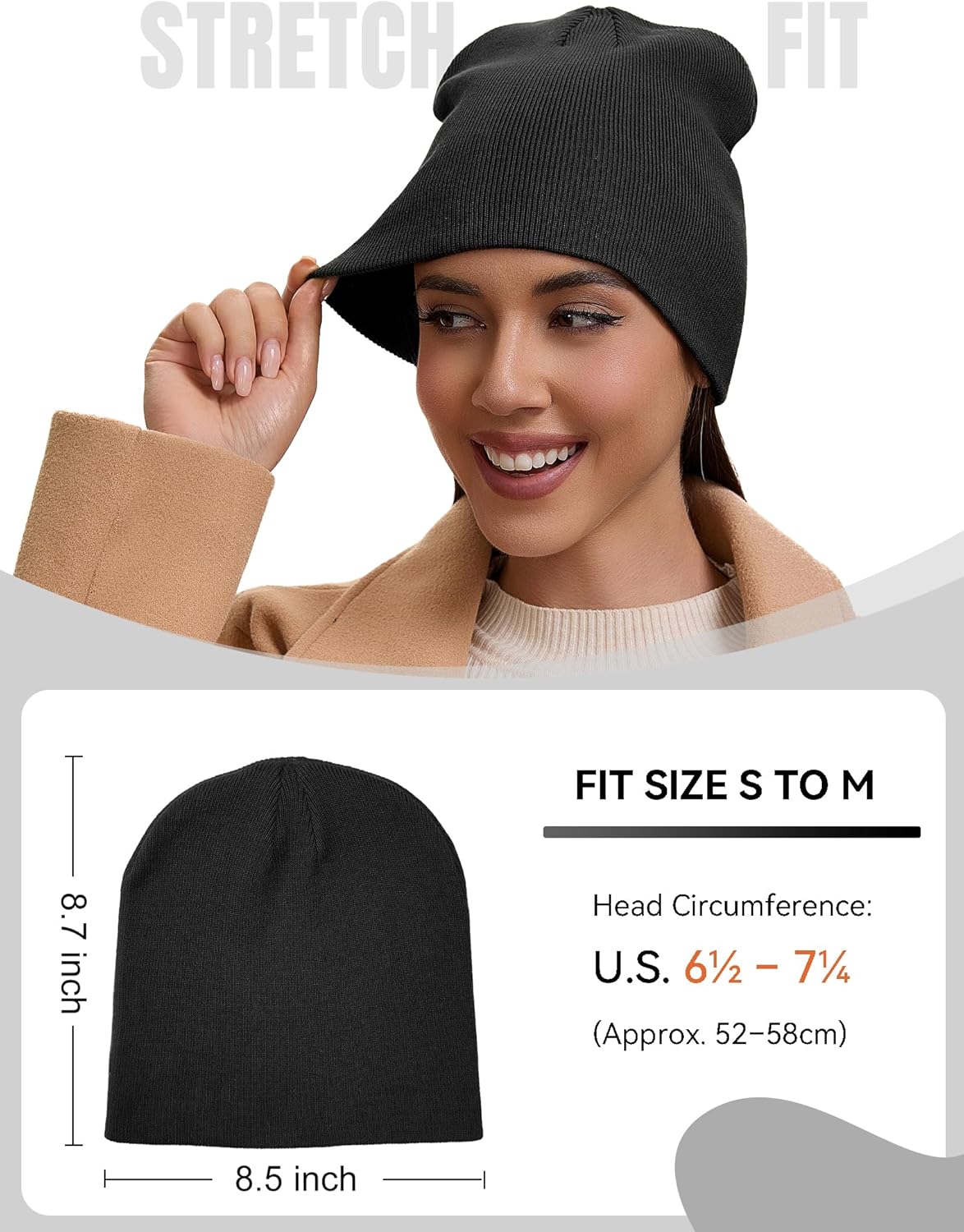 100% Cotton Beanie Hat for Men Women - Soft Unisex Winter Knit Skull Cap, Stretch Fit Fashion Fisherman Beanie - Image 3