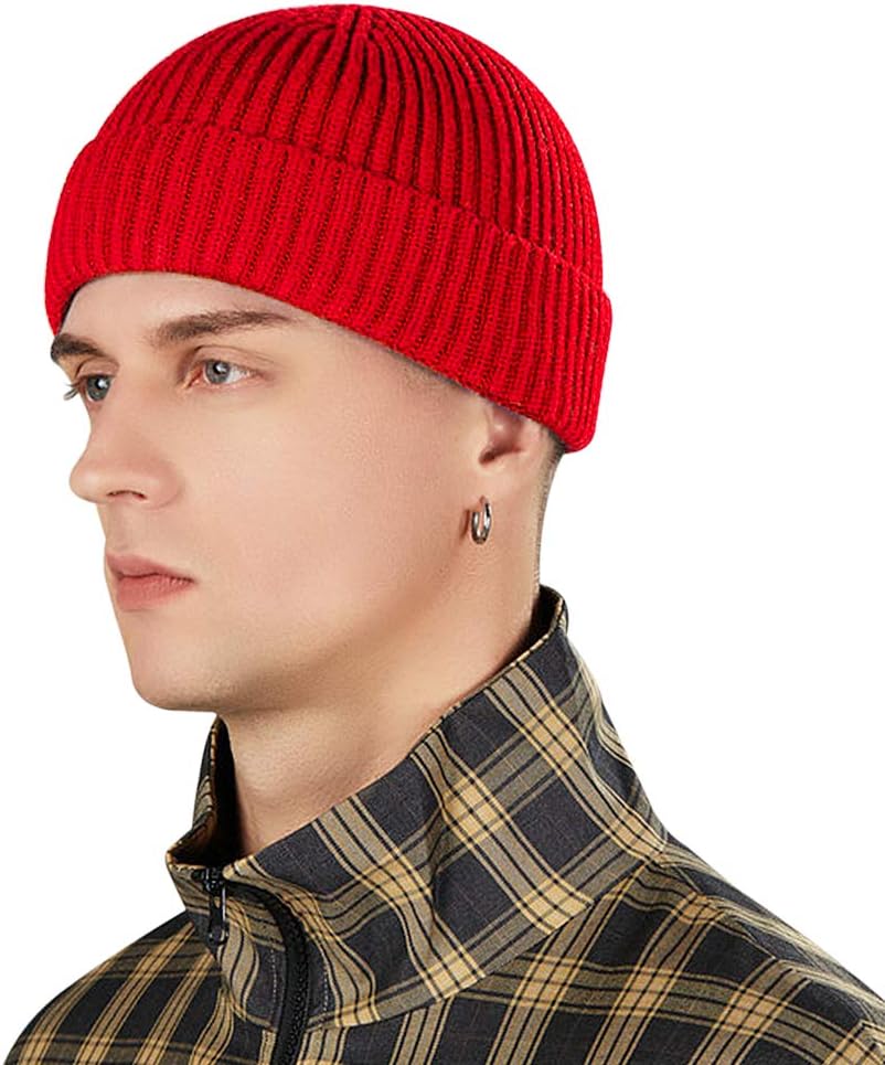 Short Fisherman Beanie for Men Women, Swag Wool Knit Cuff Trawler Skullcap,Winter Warm Hats - Image 2