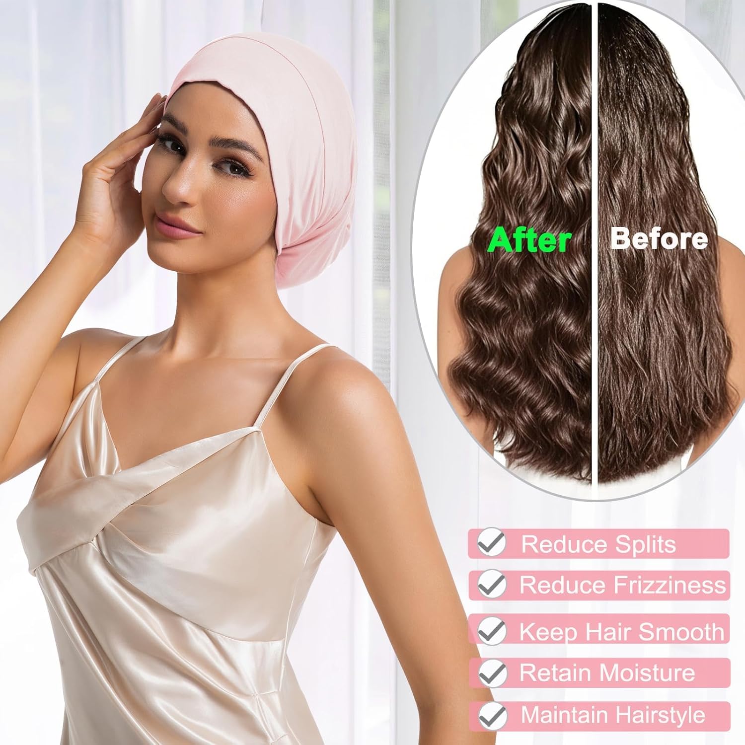 Sleep Cap Bonnet for Sleeping Black Women Men, Adjtable Cooling Lining Bonnets for Curly Hair Wrap Braids Beanie Night Hat - Image 4
