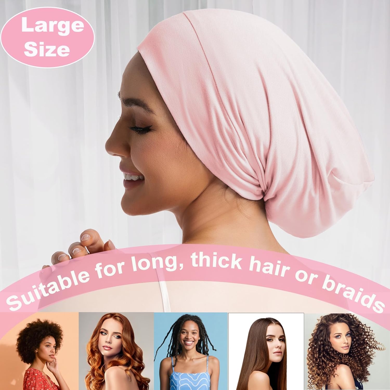 Sleep Cap Bonnet for Sleeping Black Women Men, Adjtable Cooling Lining Bonnets for Curly Hair Wrap Braids Beanie Night Hat - Image 5