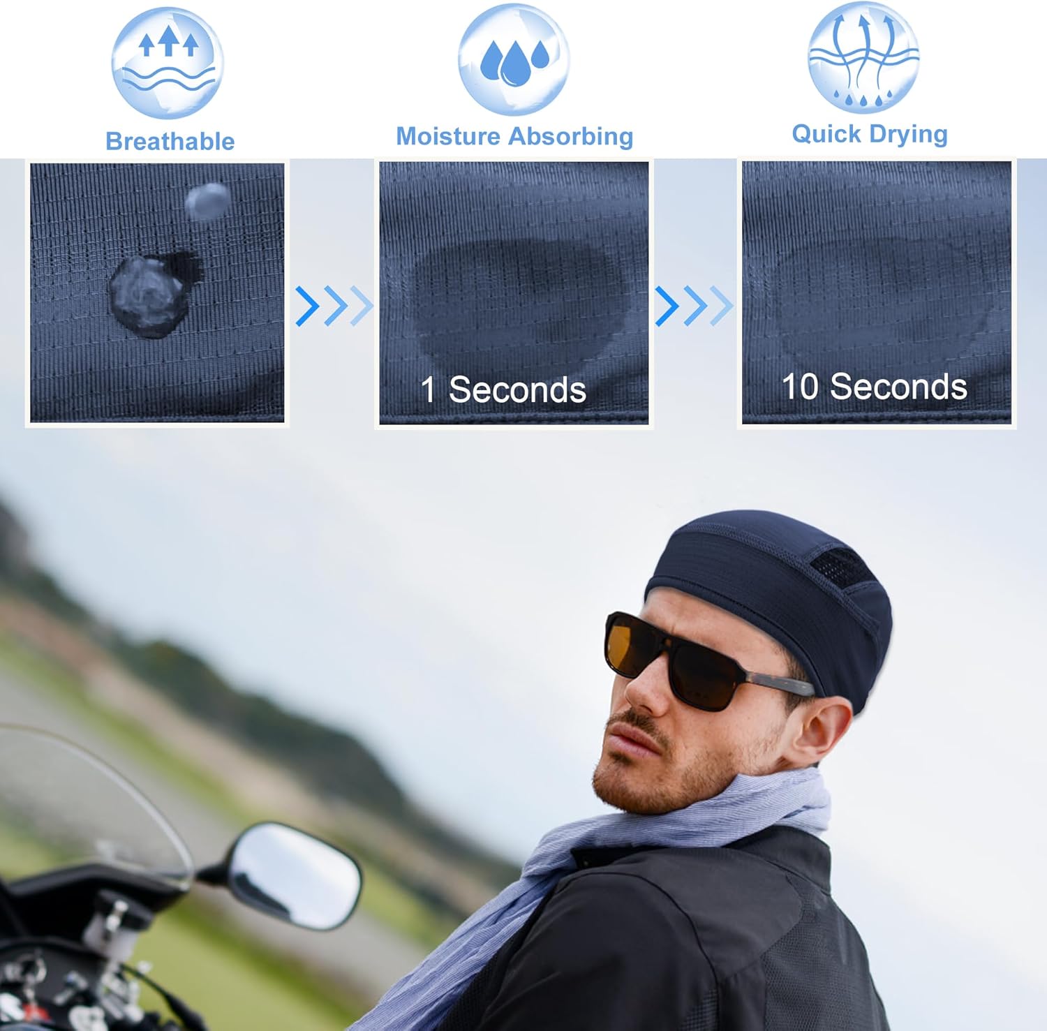 Skull Caps Cooling Helmet Liner,Lightweight Mesh Sweat Wicking Hard Hat Liner Cycling Motorcycle Cap for Men Women - Image 5