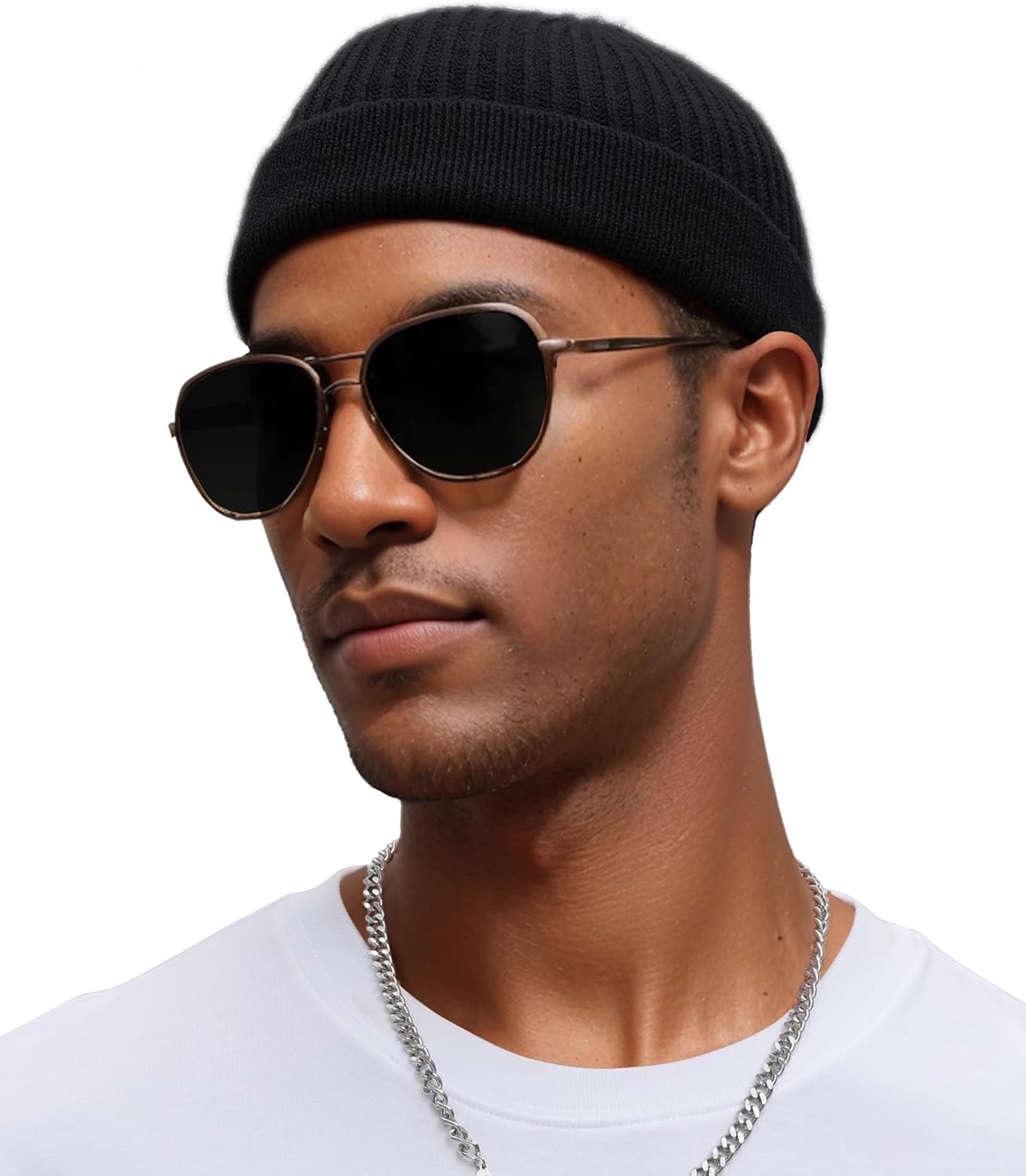 Thin Wool Fisherman Beanie for Men Women, Short Knit Cuff Trawler Watch Hats - Image 2