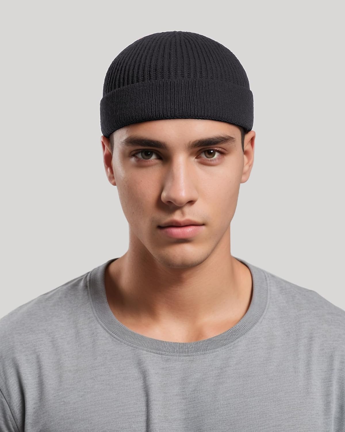 Thin Wool Fisherman Beanie for Men Women, Short Knit Cuff Trawler Watch Hats - Image 3